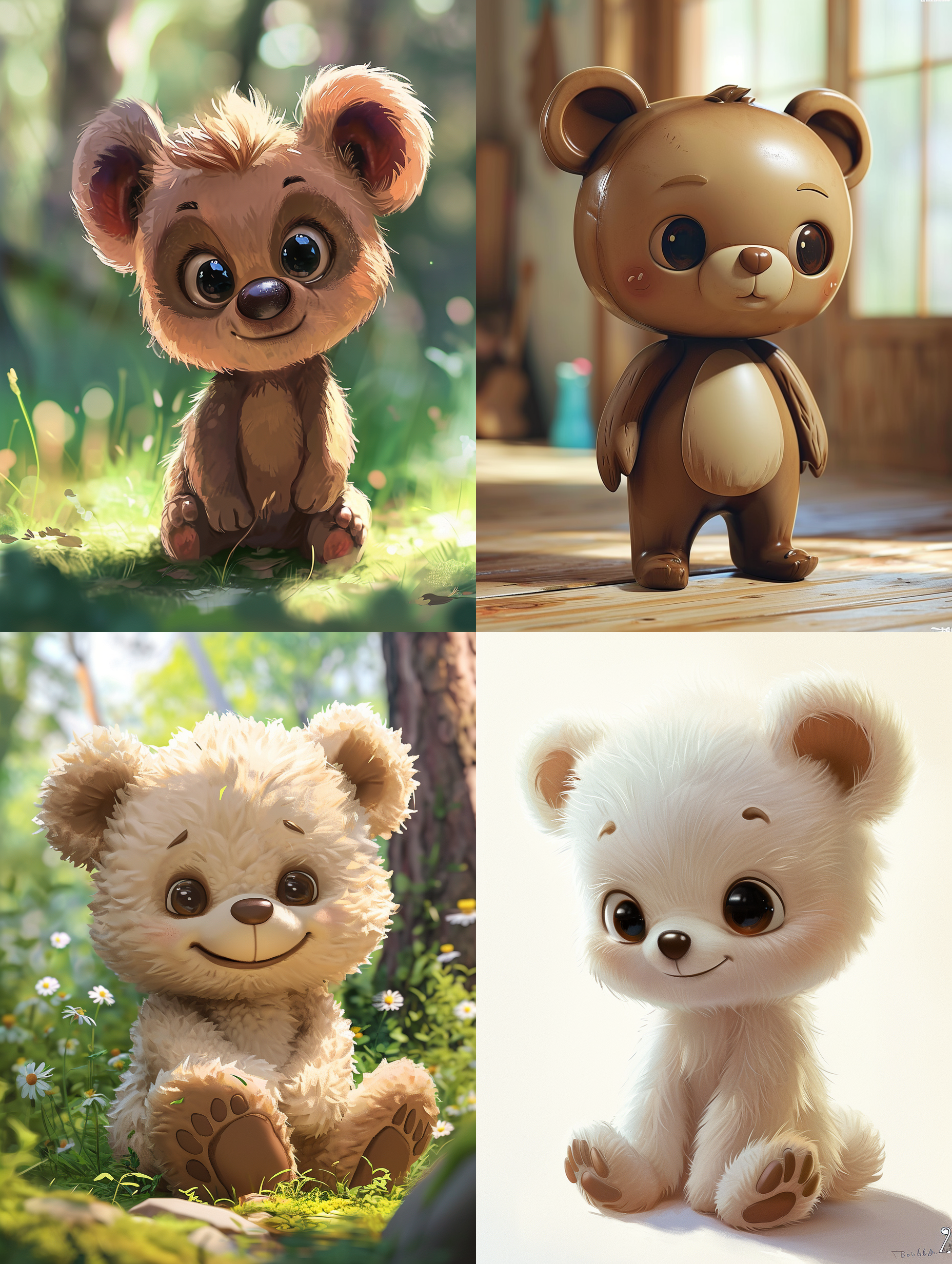 cute character， baby bear， cute cartoon character， cartoon cute， chibistyle， lovely art style， cute illustration， full body commission for， cute cartoon style， cute round ears， 3d， toy, 