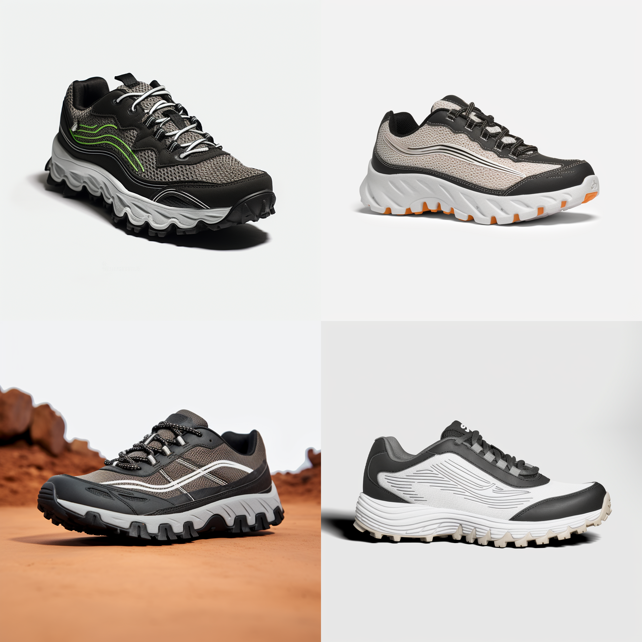 一双后跟带风扇的越野跑鞋