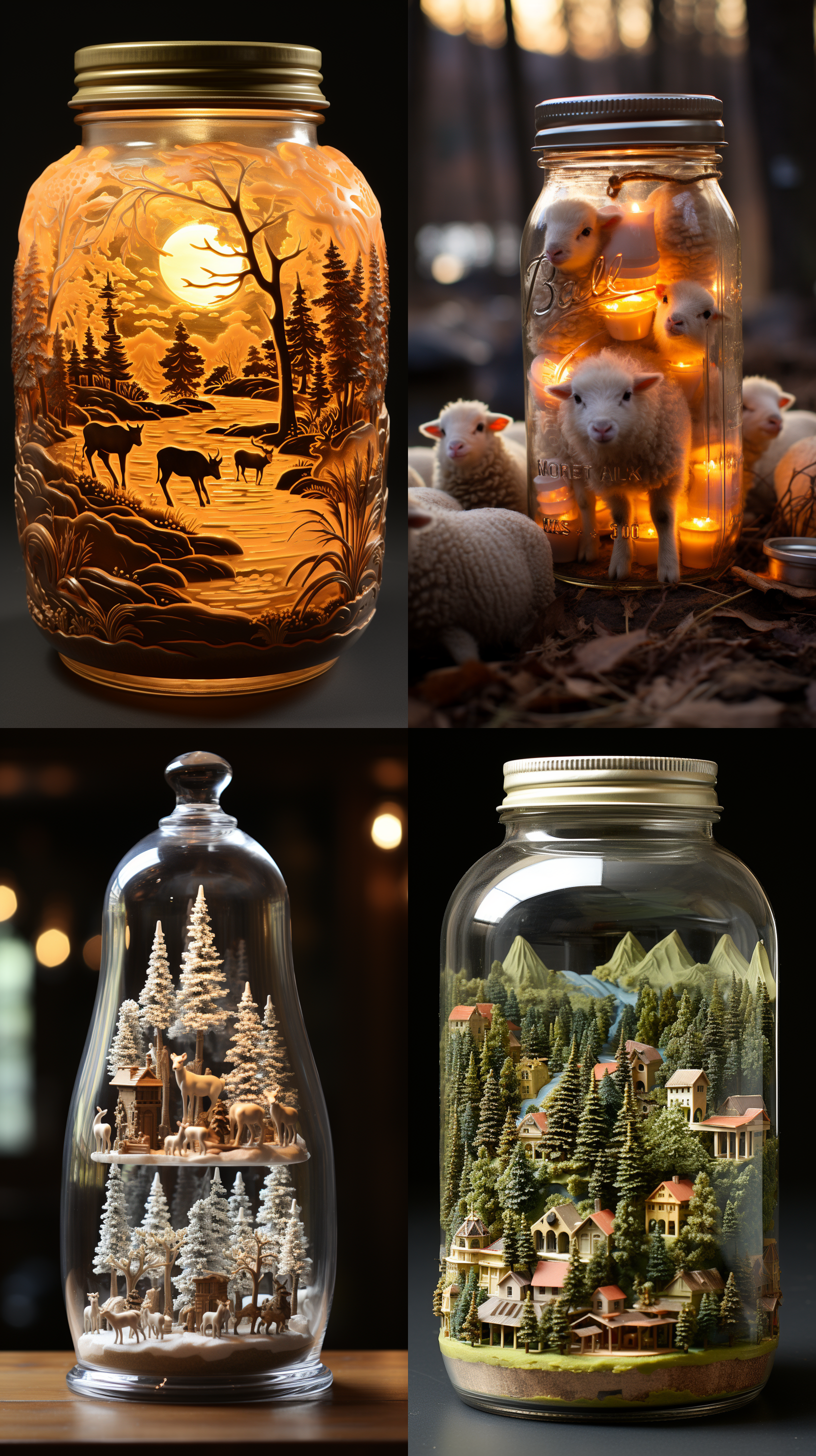 玻璃罐、饺子、雪景、羊群