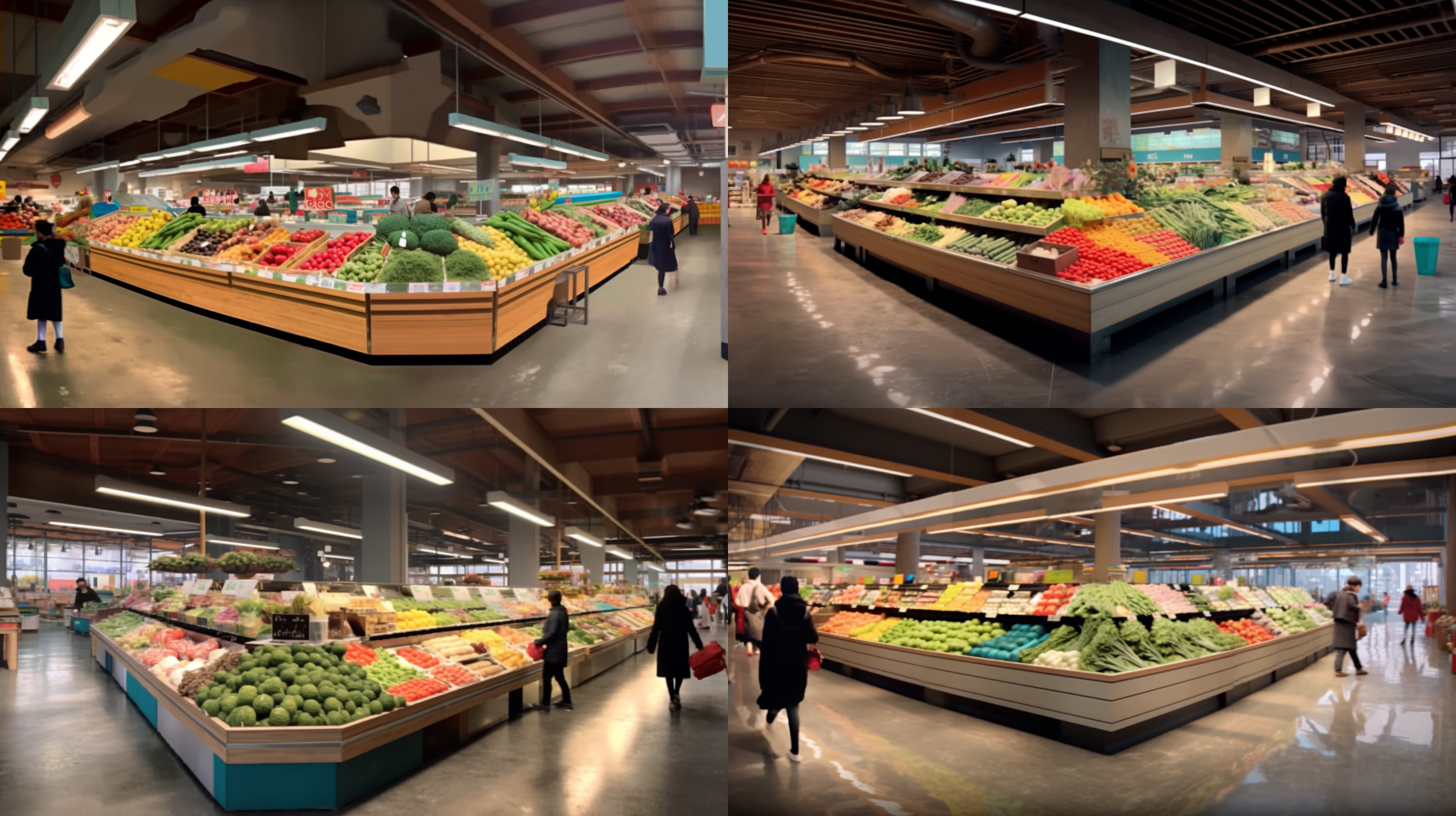 室内农贸市场，现代，广告，背景，
