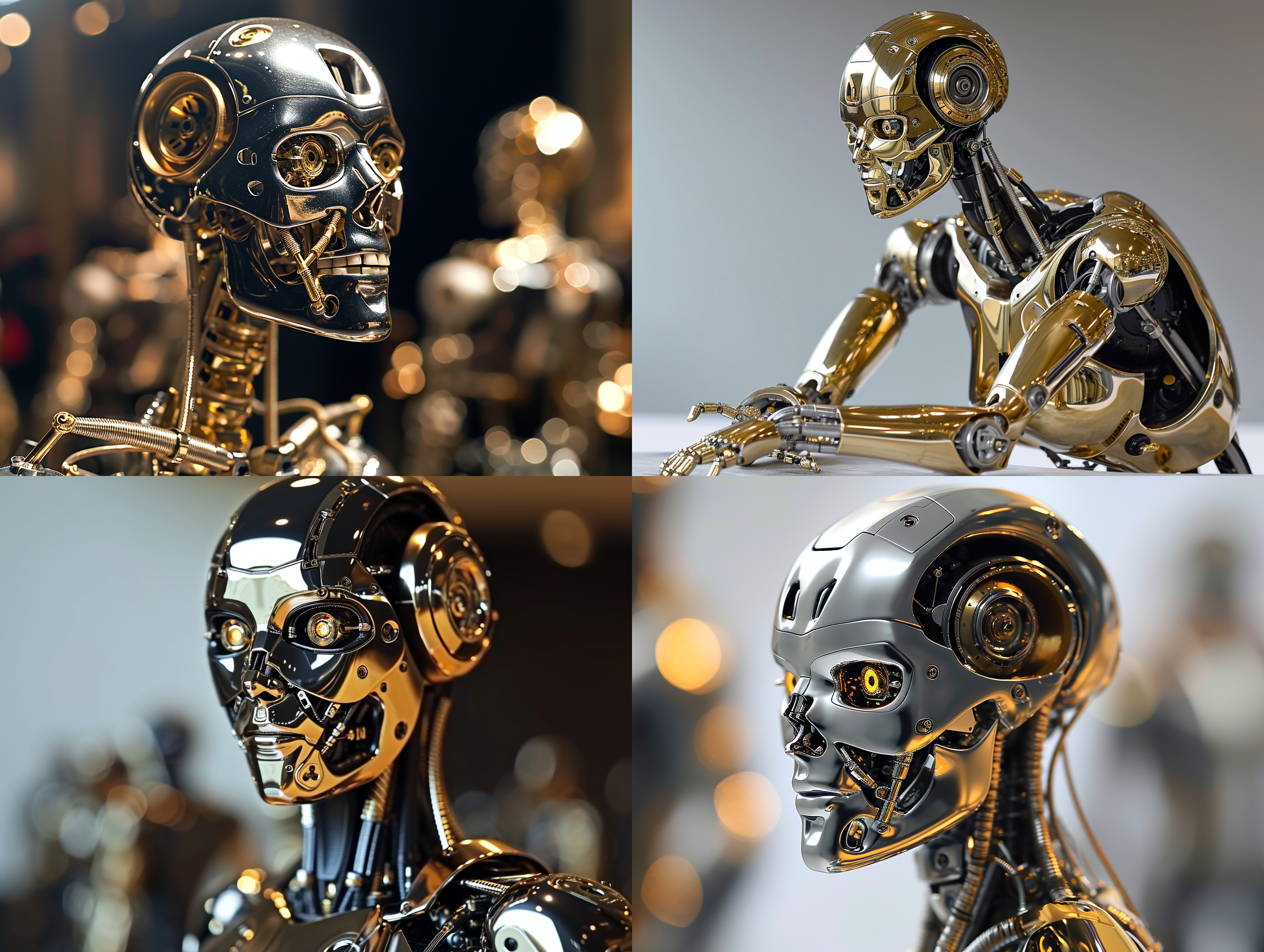 a metal robot,golden,(metallic luster:1.5)(master piece:1.4),(full body photo:1.5)