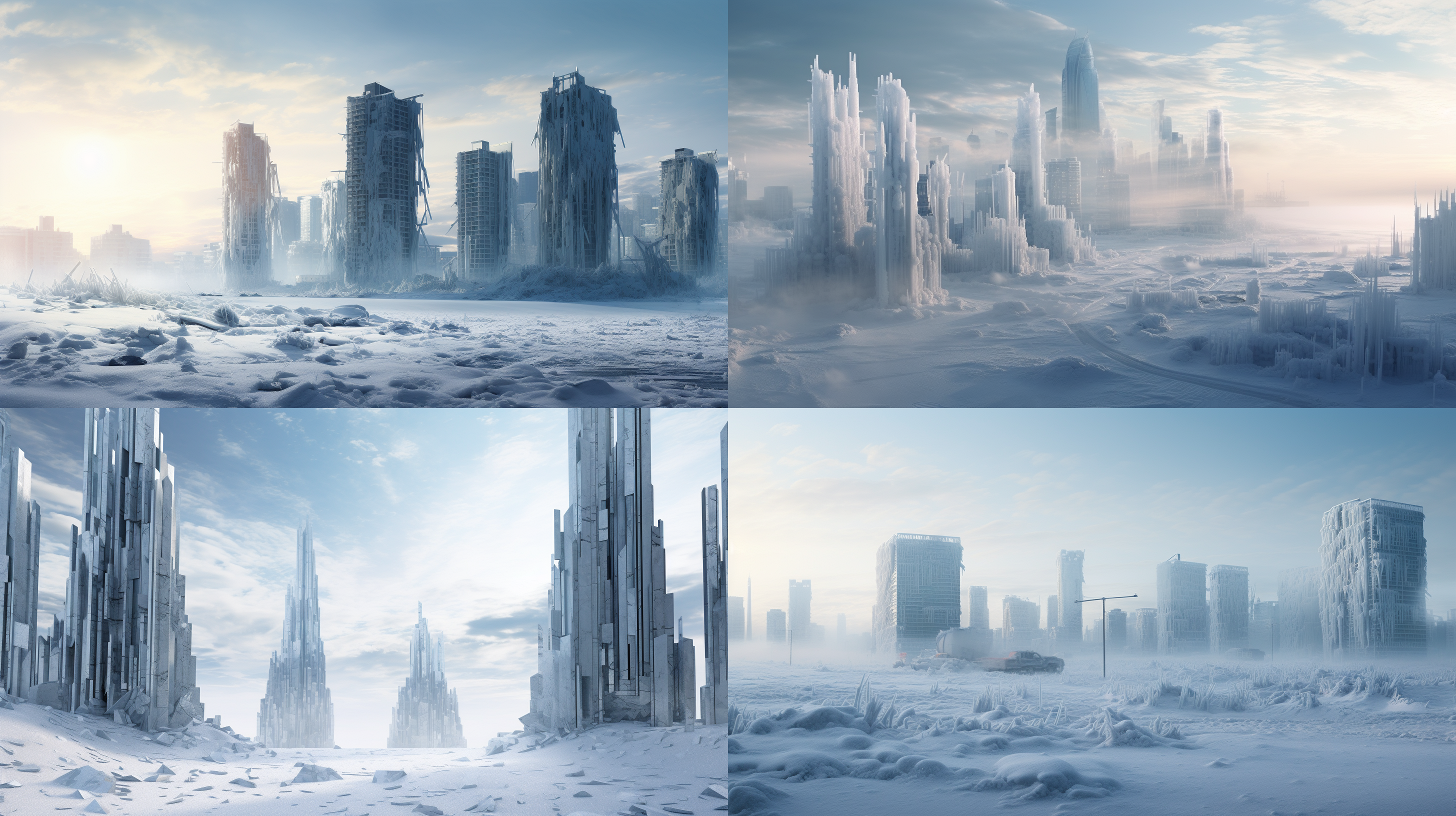 冰封的现代化高楼大厦