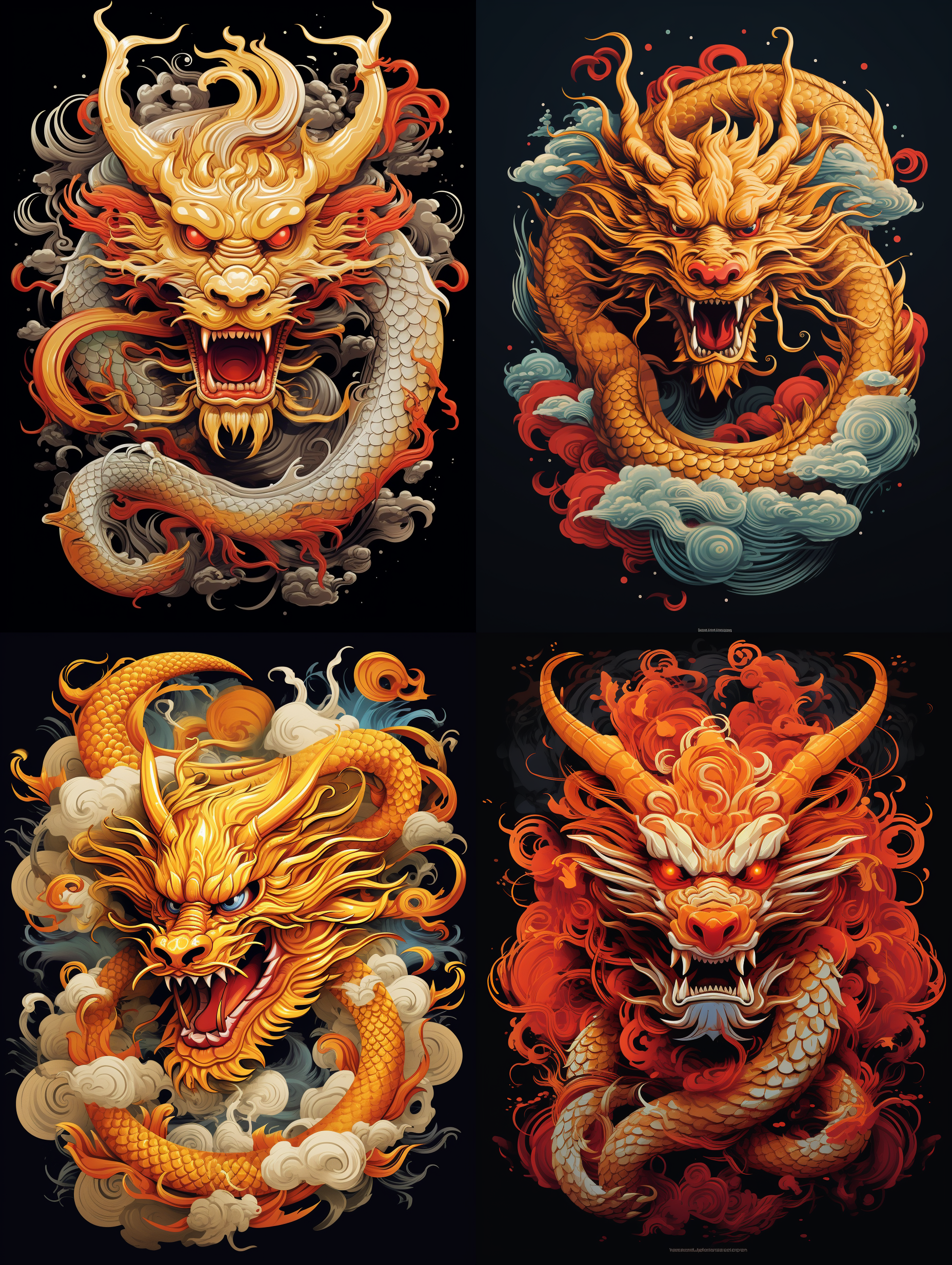 用中国金龙设计一款极具中国特色的t恤，红色和黄色为主色调，龙的形态婉延曲折，很有动感