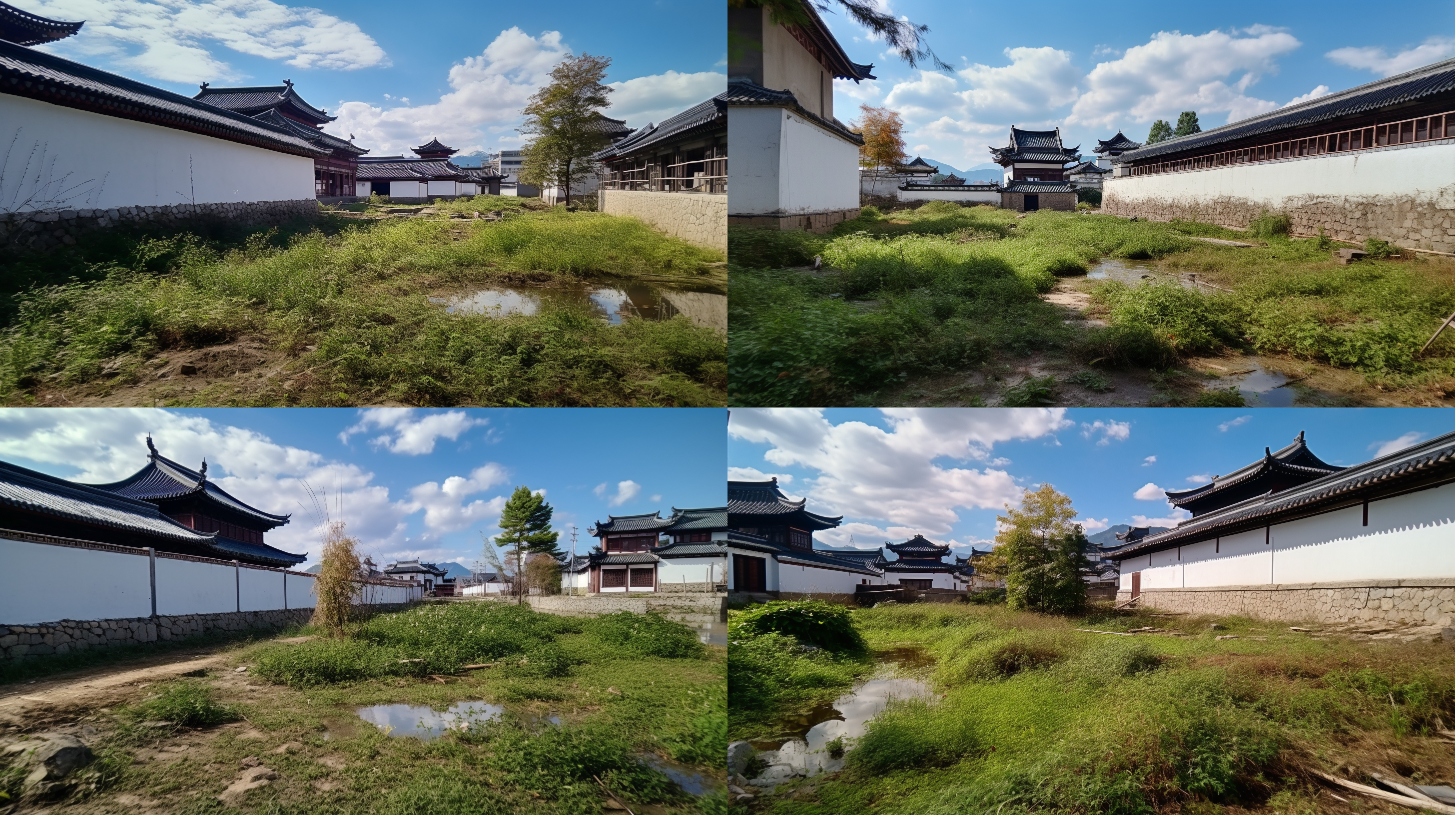 suzhou garden landscape, zen, minimalist style, 3ds max drawing effect