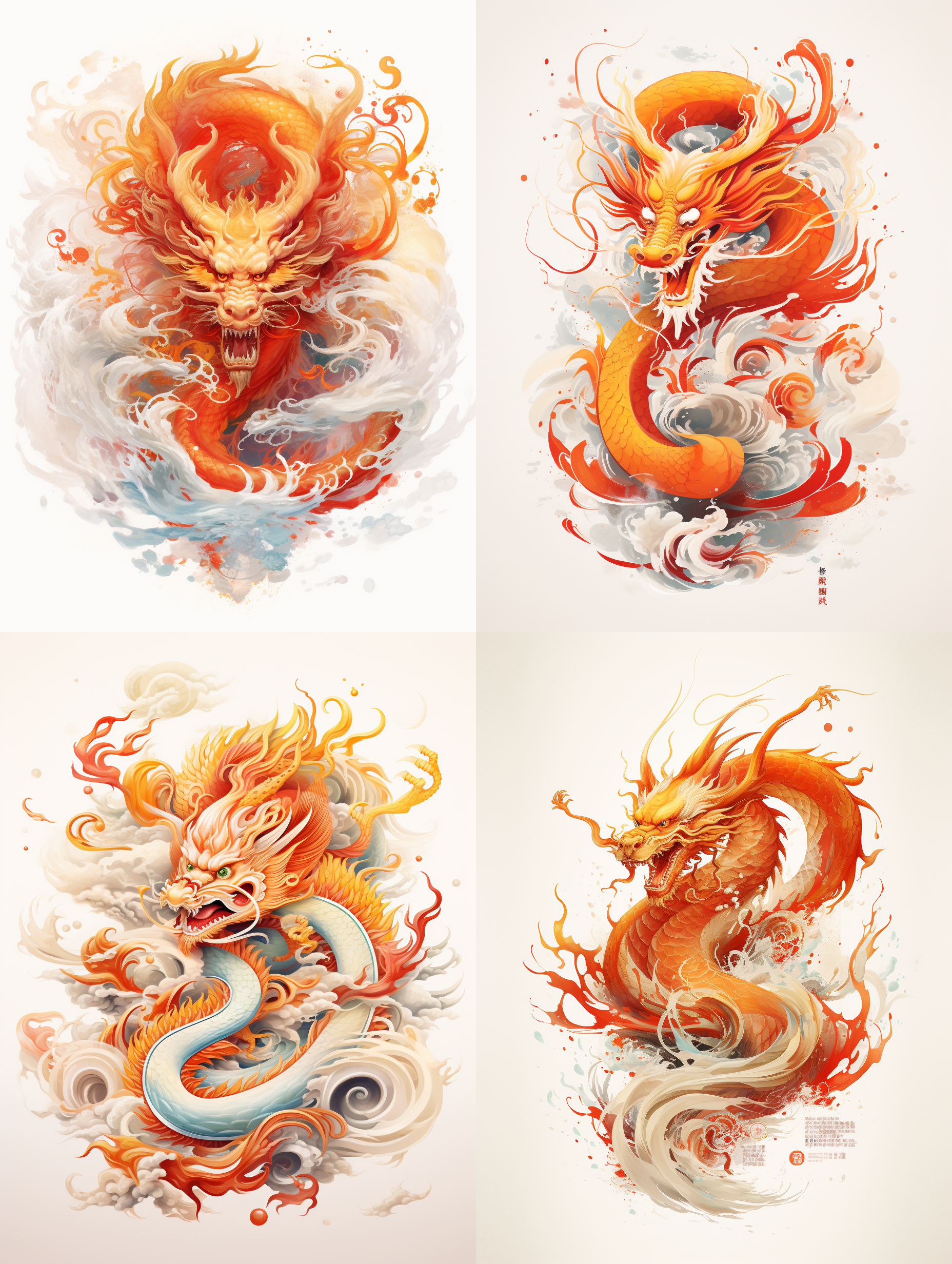 用“china"设计一个漂亮的书法字体，字体以红色和黄色为主，大致像龙的造型，白色背景，简洁明了，结合书法与国画线描图的效果。