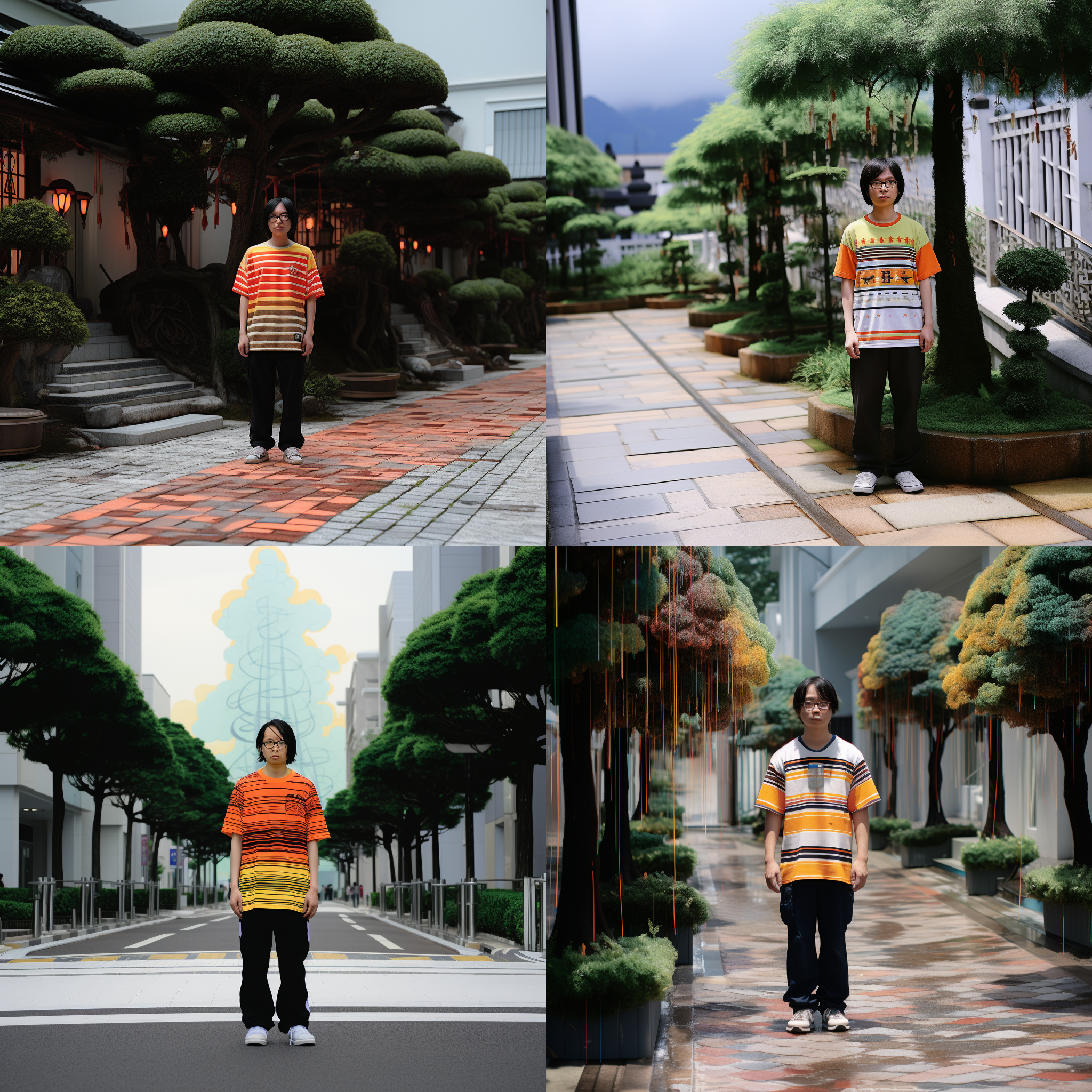 人物不变，背景变成在日本的街道