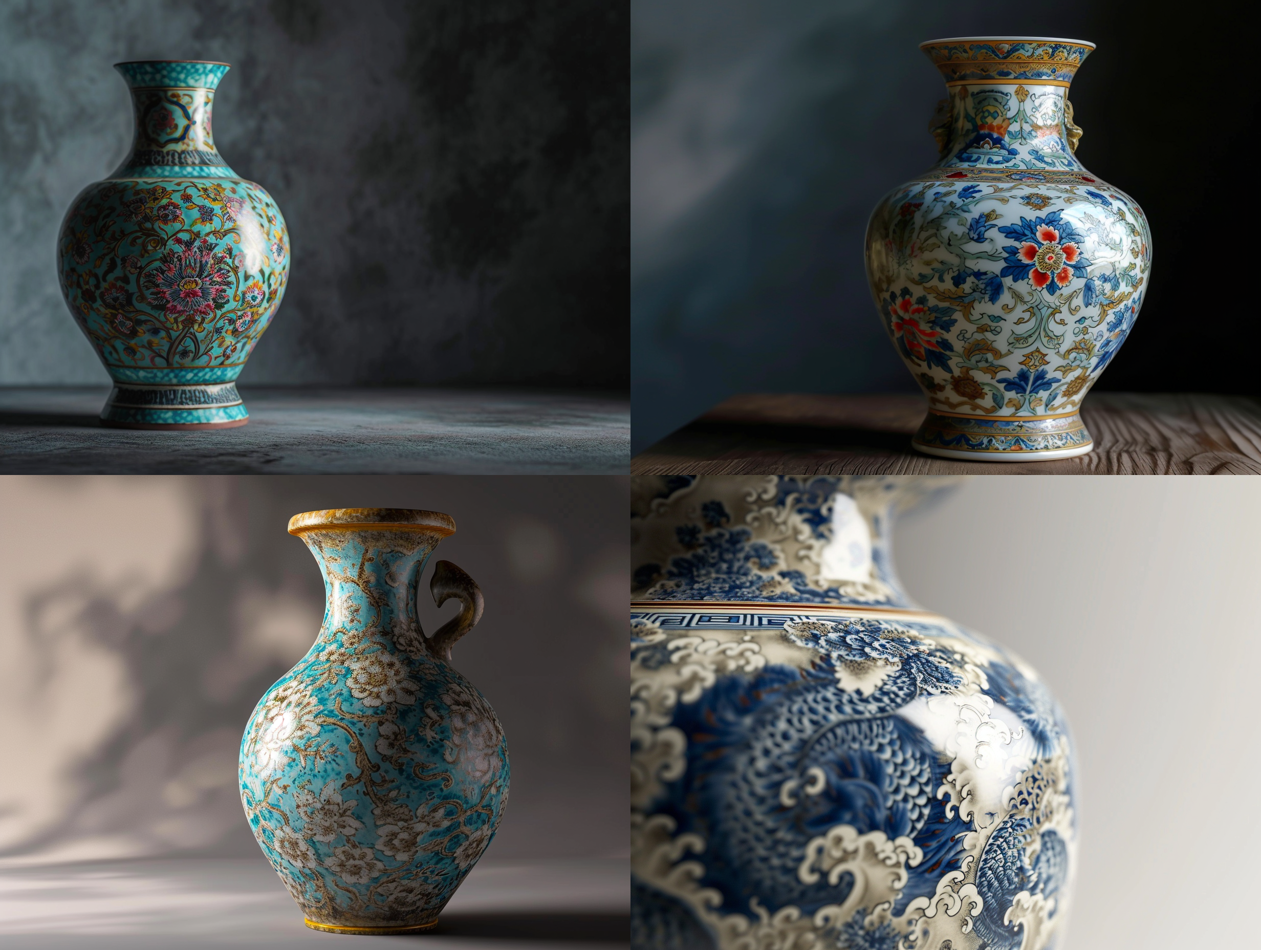 瓷器，花瓶，古董，云锦图案，明代，超柔光，超精细，逼真，8k