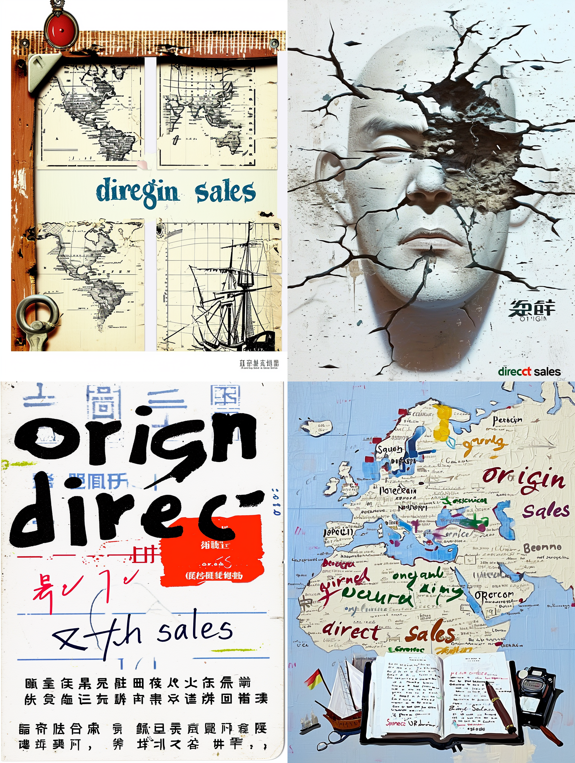 把“产地直销”以有趣的方式写在卡片上