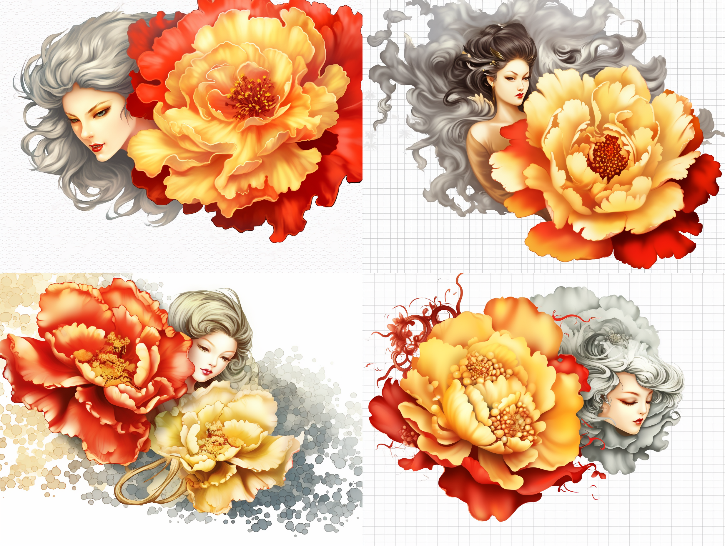 刻画清晰，高清插图，白色背景，等构。