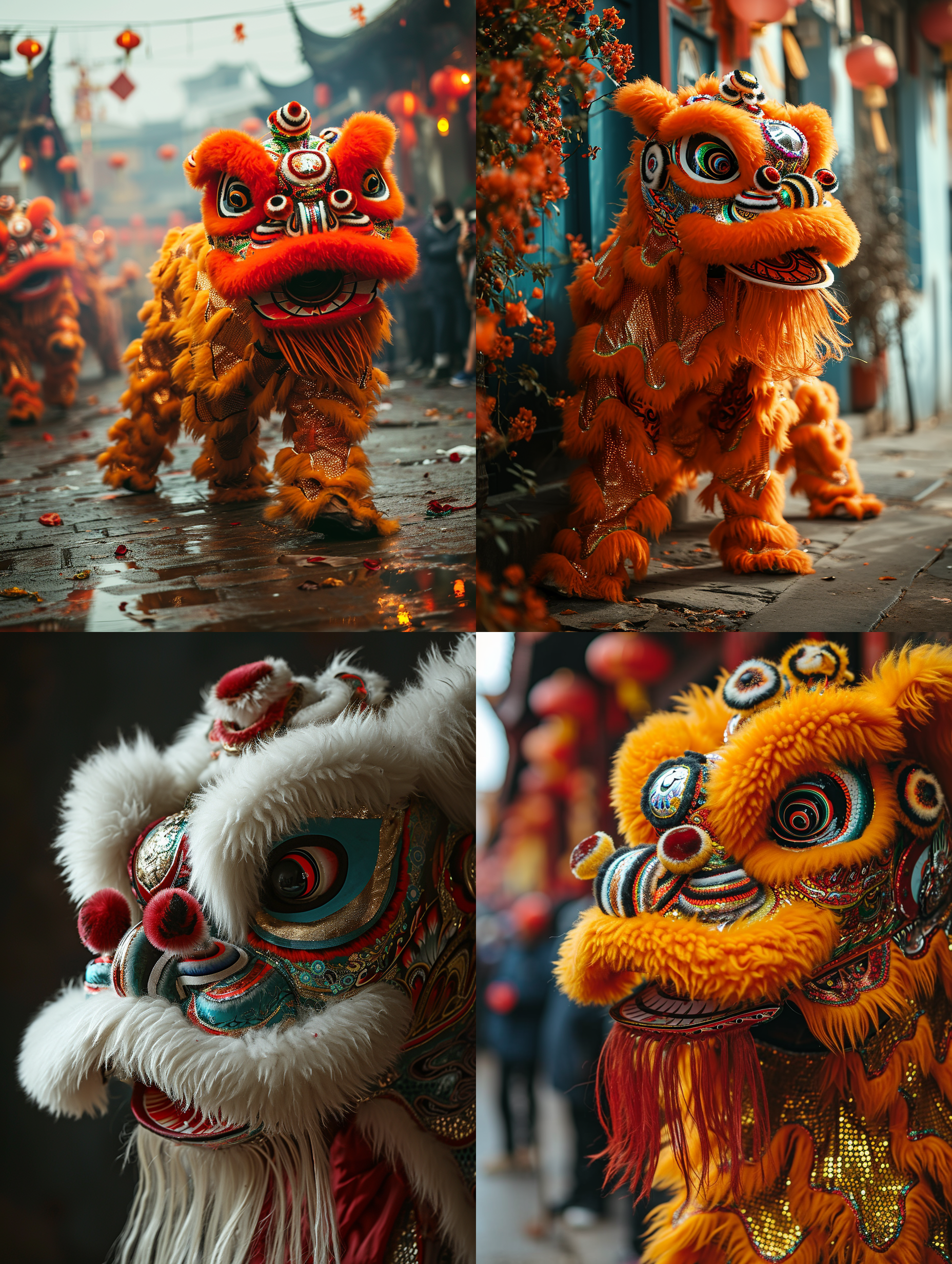 中国风舞狮，真实风格