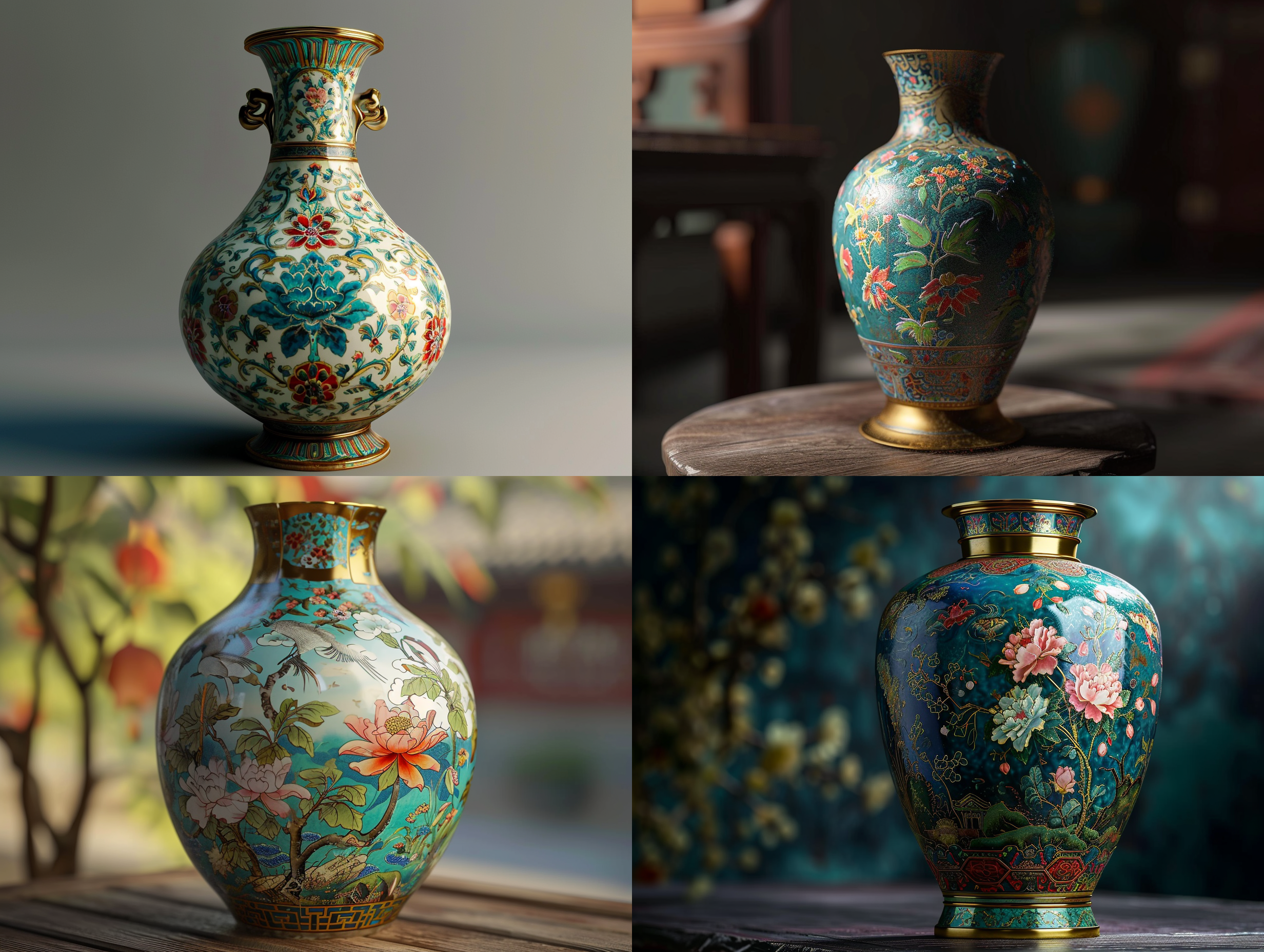 花瓶，古董，景泰蓝，明代，超柔光，超精细，逼真，8k