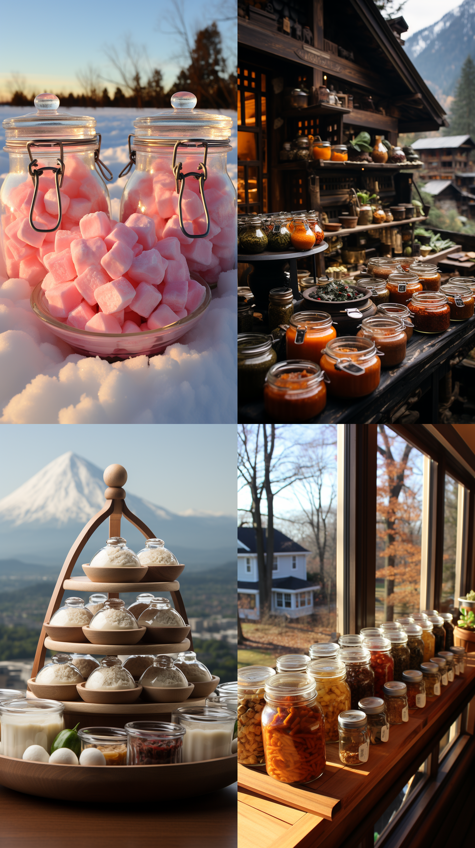 玻璃罐、饺子、雪景