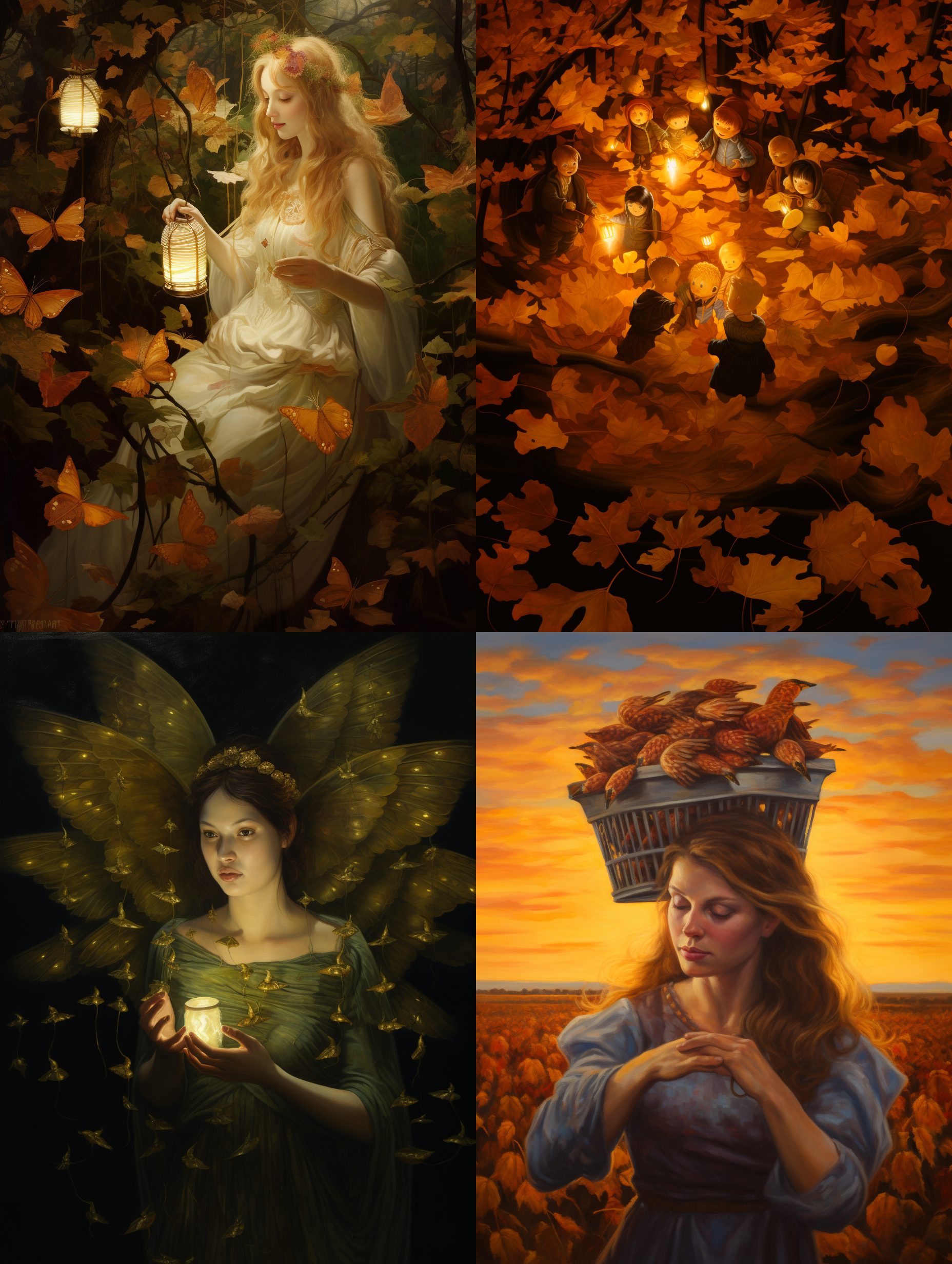 采摘 翼人 透过树叶洒落光线