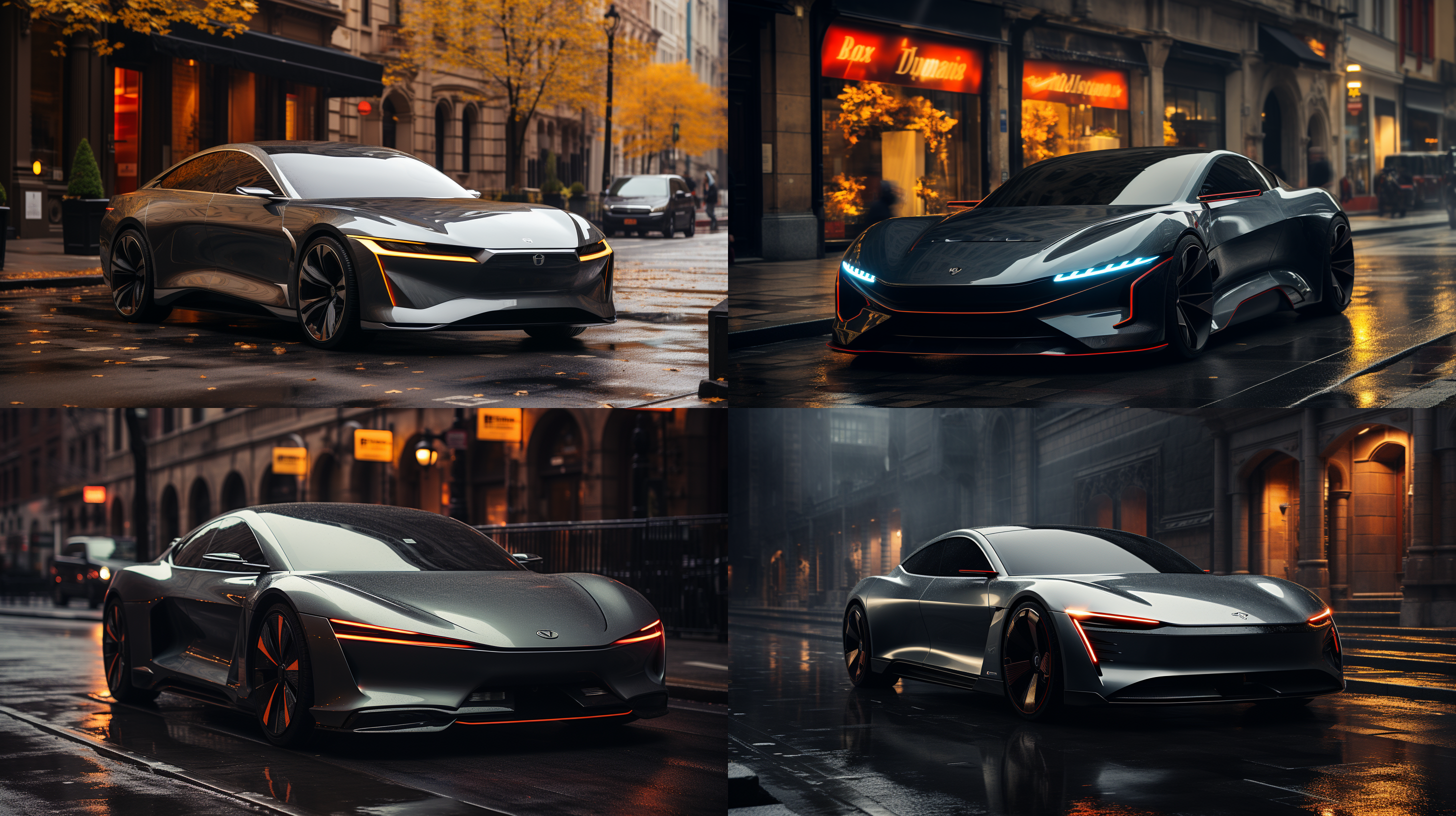 高端商务区一辆顶级的电动轿车，黑色车漆，未来感和科技感，顶级专业的摄影效果，8k的超高清画质，大文件