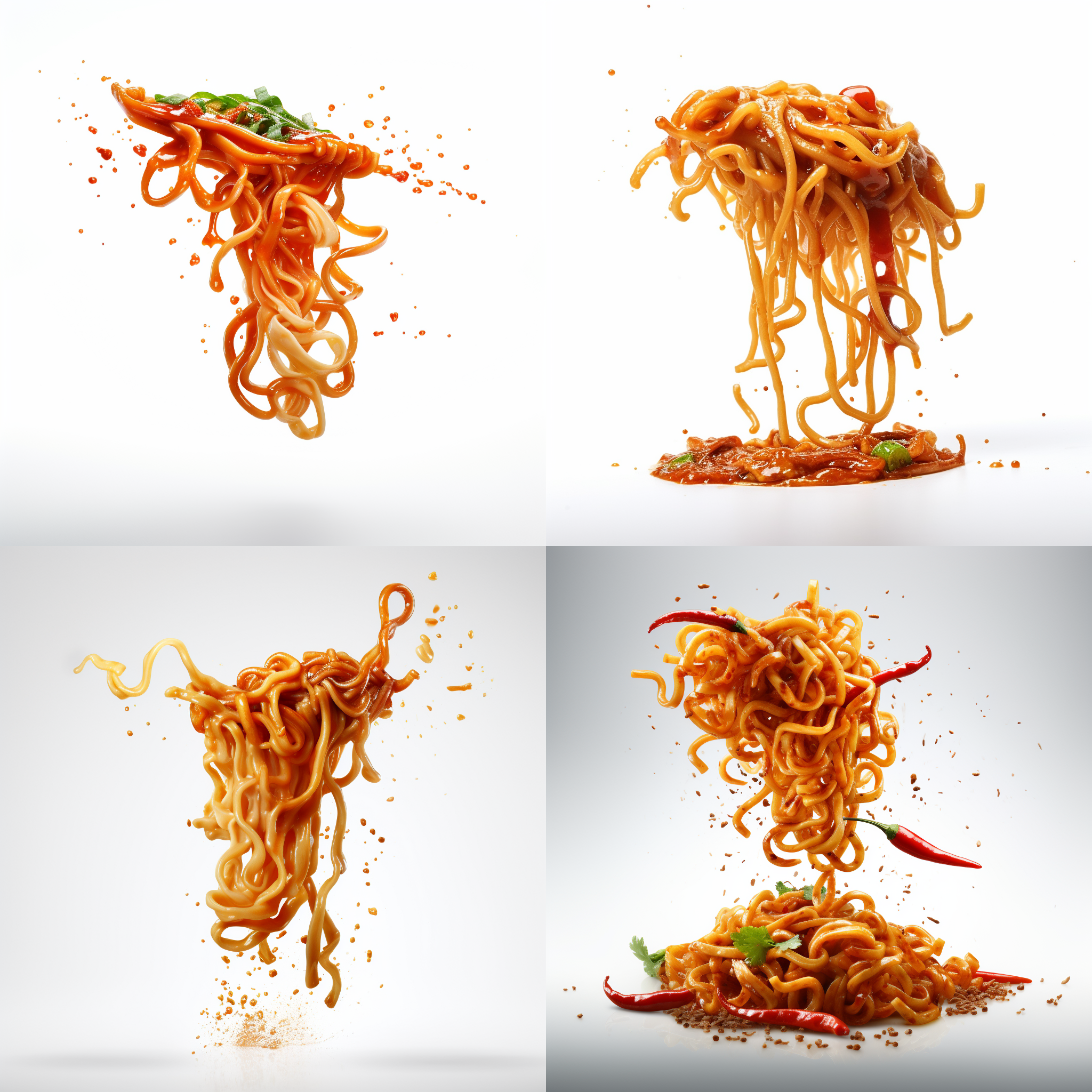 漂浮在空中的一根辣条，白色背景