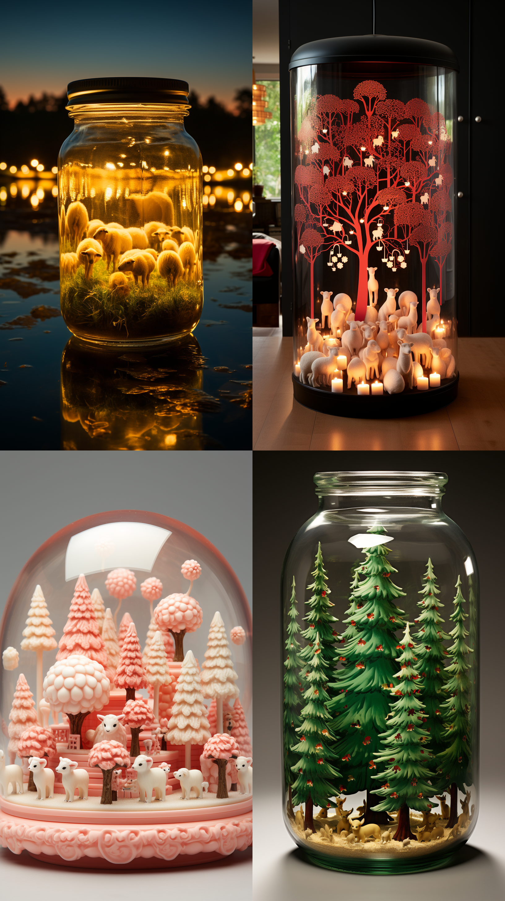 玻璃罐，圣诞节，羊群