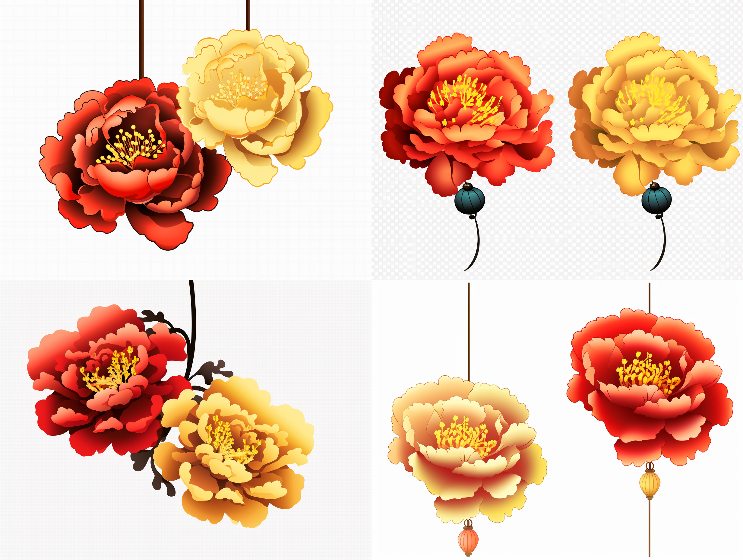 长灯笼简笔画，矢量，白色背景，等构。