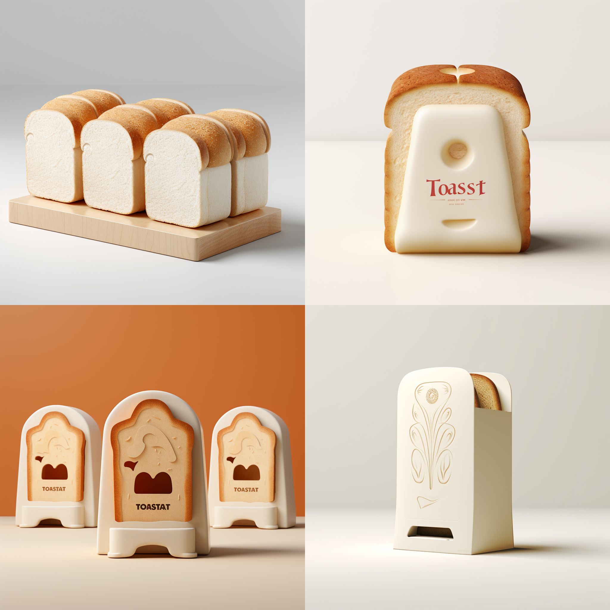 吐司包装设计，简约风格，3d , 白色背景