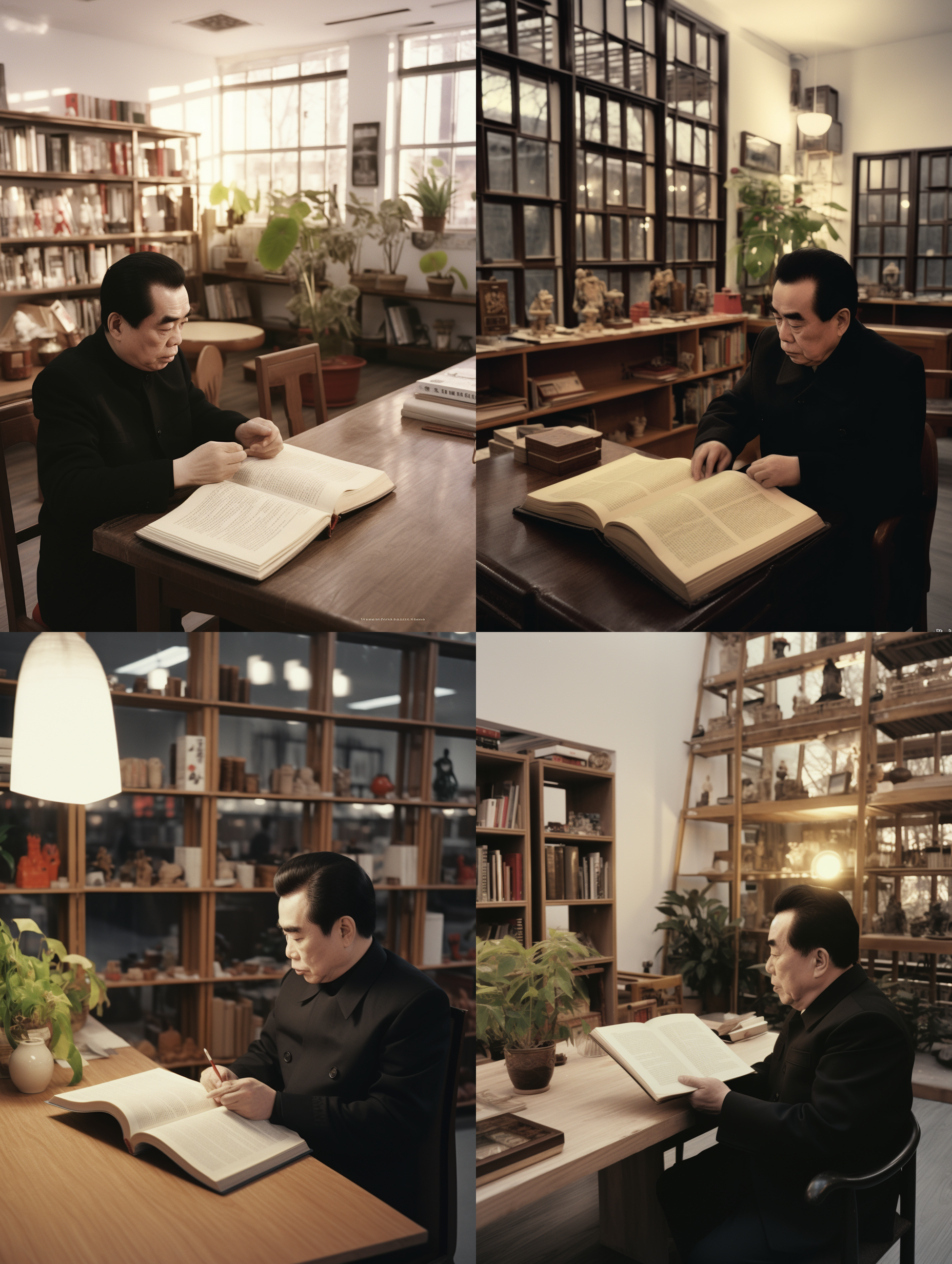 将人物没有任何变化地合成到桔香书屋的办公桌前在看书学习，书柜书架，老式白色布艺沙发，台灯，光线柔和，从窗户外射进来的光束，超写真专业，顶级的专业摄影布光打光的效果，与参考图中的视角相同，在人物的右前方视角，中景阄头，全景，顶级的画质和清晰度，8k清晰度，大文件，