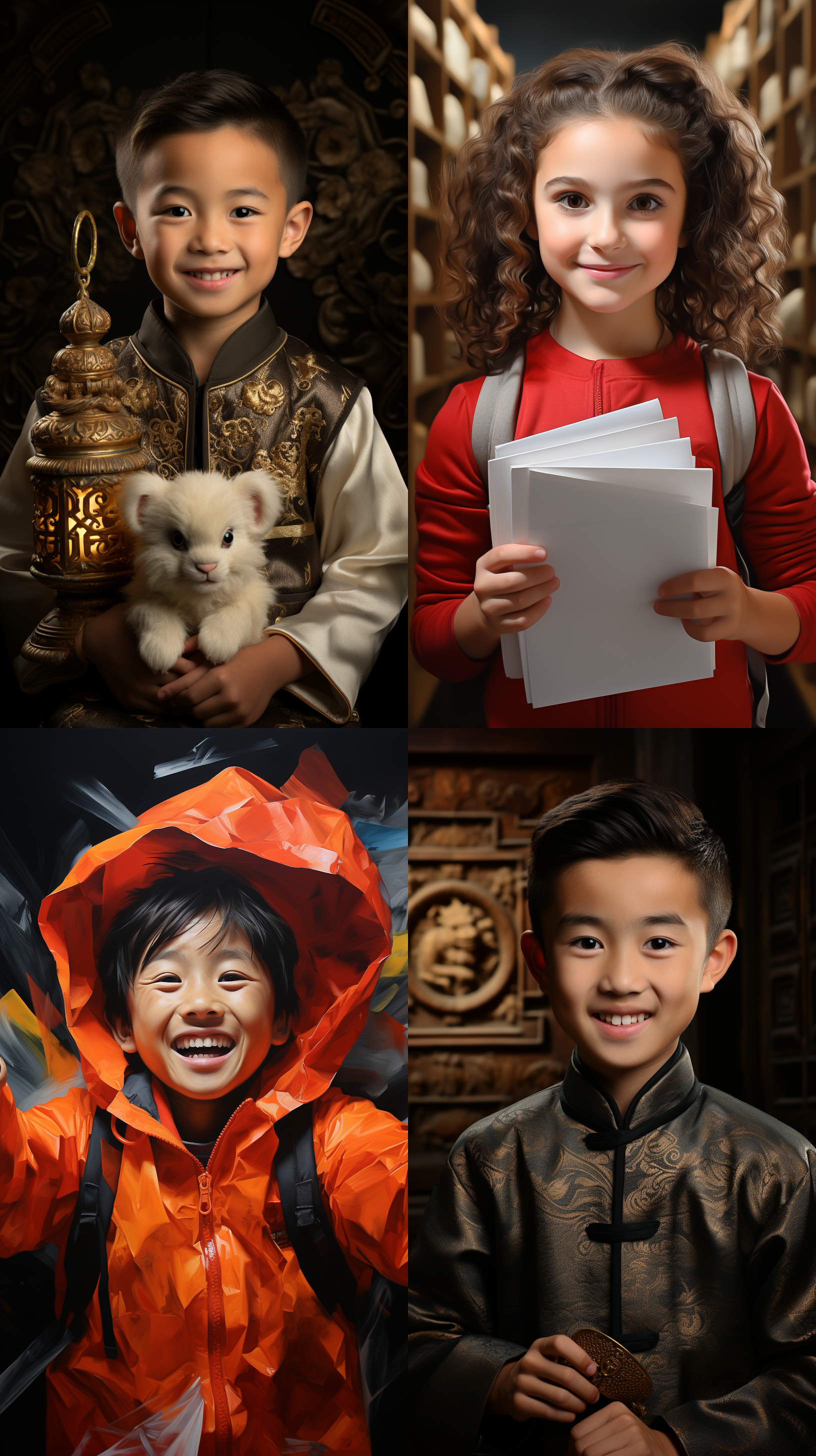 一个戴着绵羊头帽子的小孩，开心的笑着，发放红包