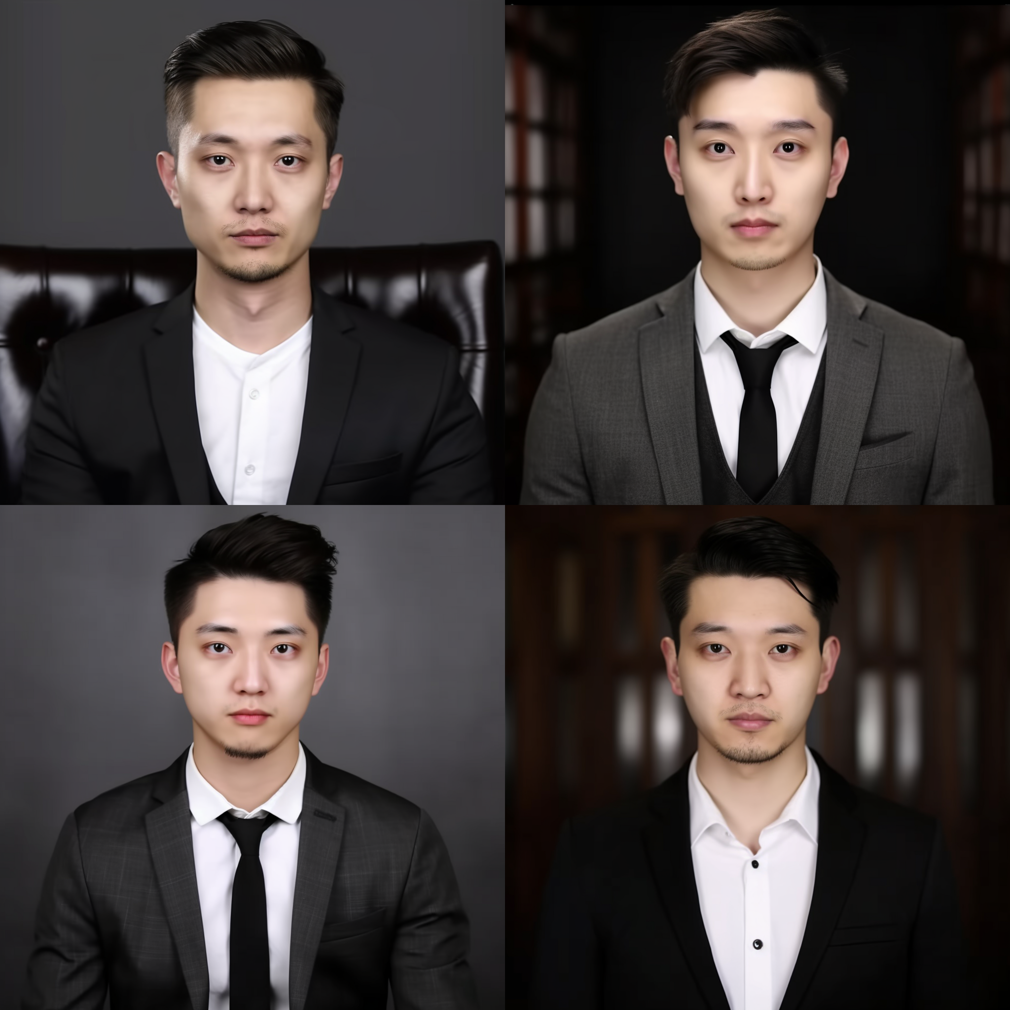 生成一张新郎单人照，黑色枪驳领西装，灰色领带，不要蝴蝶结的，复古背景 超高分辨率 单人 短发 室内