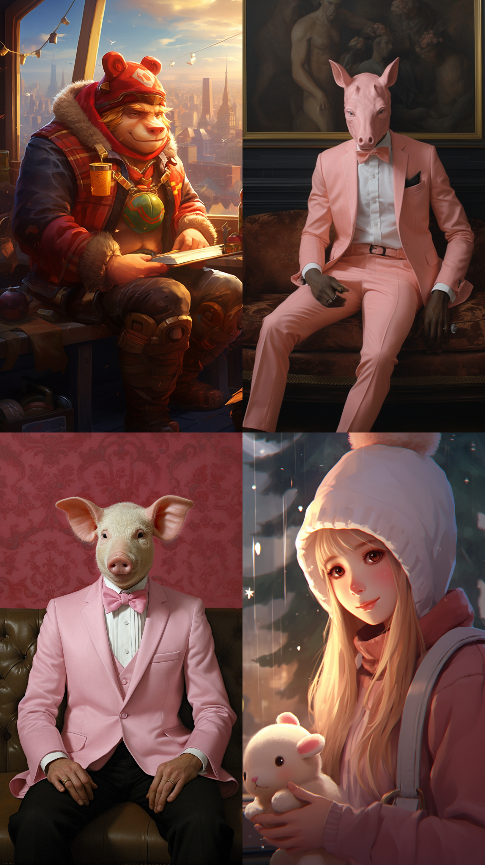 画一只在家里沙发上躺着又冷又饿的猪猪人