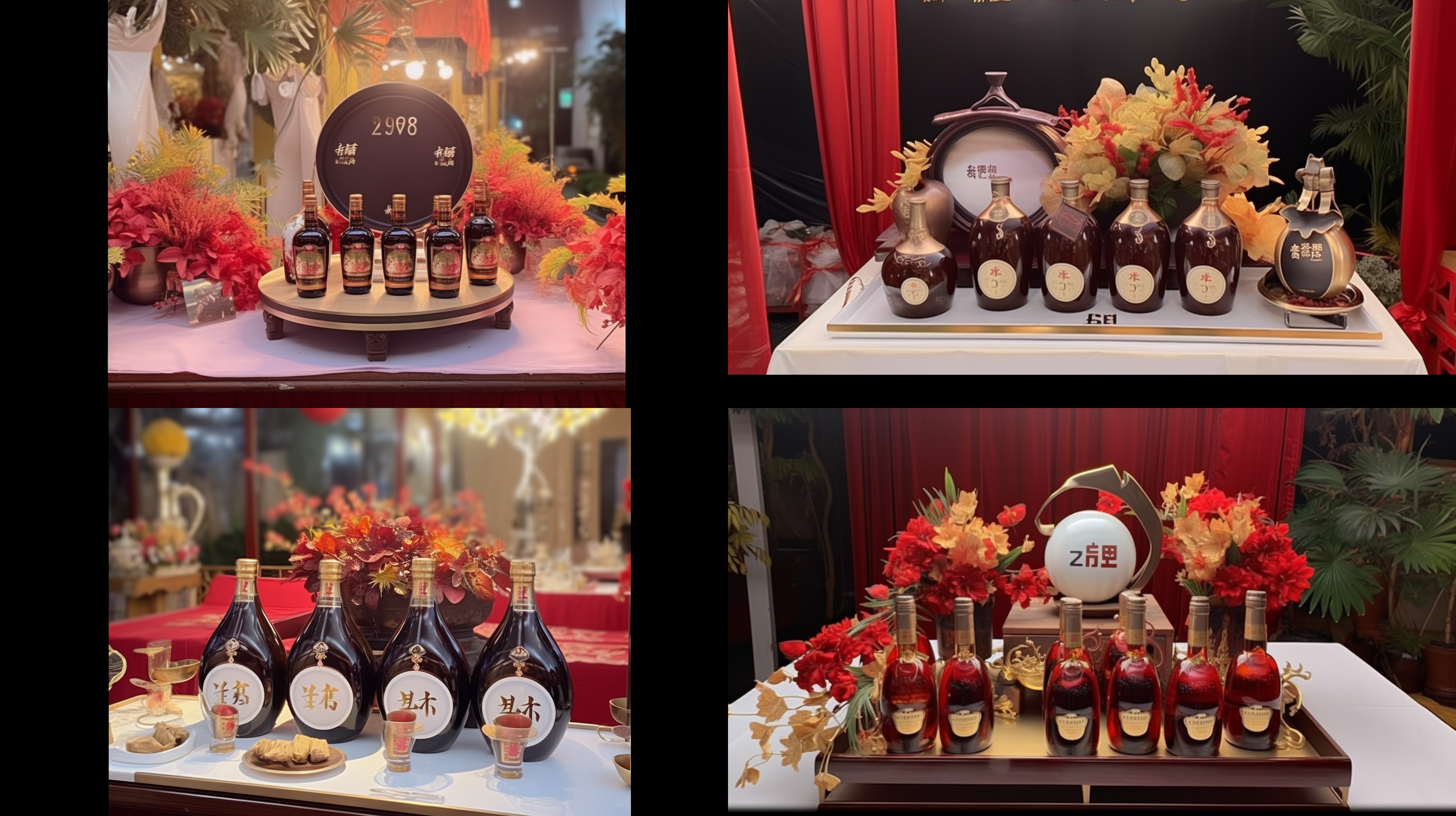 产品托盘设计 结合人头马展示 婚庆道具 亚光金属质感 配合鲜花装饰 高级 有质感 温馨的婚庆场景 有视觉冲击力 洋气 大方 写实 佳能照片 川内伦子 柔光 中午时光 5星级酒店大堂内 真实 室内 高分辨率 高分辨率 写实 照片 真实 室内 超高分辨率 非常详细 超高分辨率 非常详细