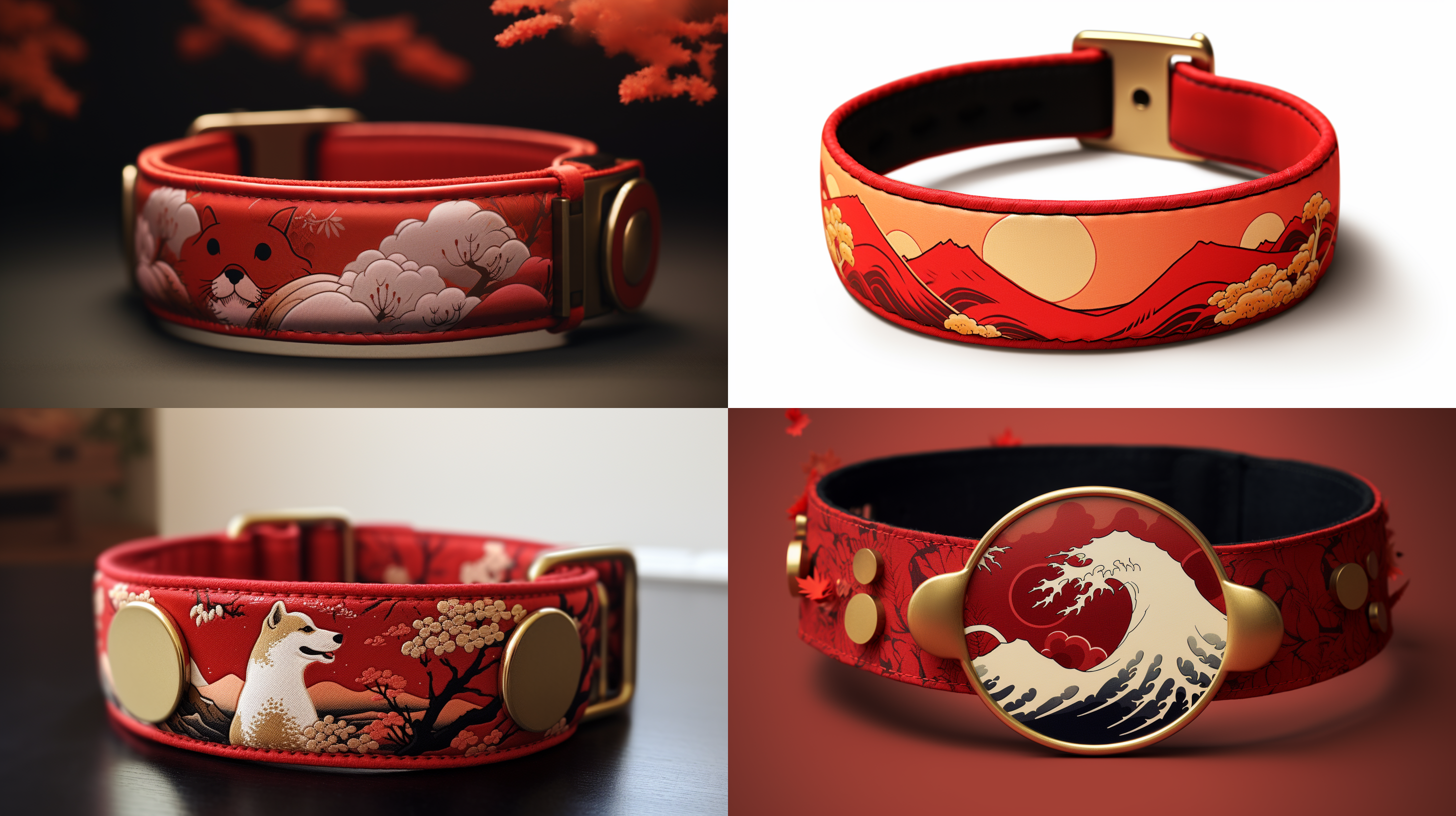 红色项圈 日本风格背景