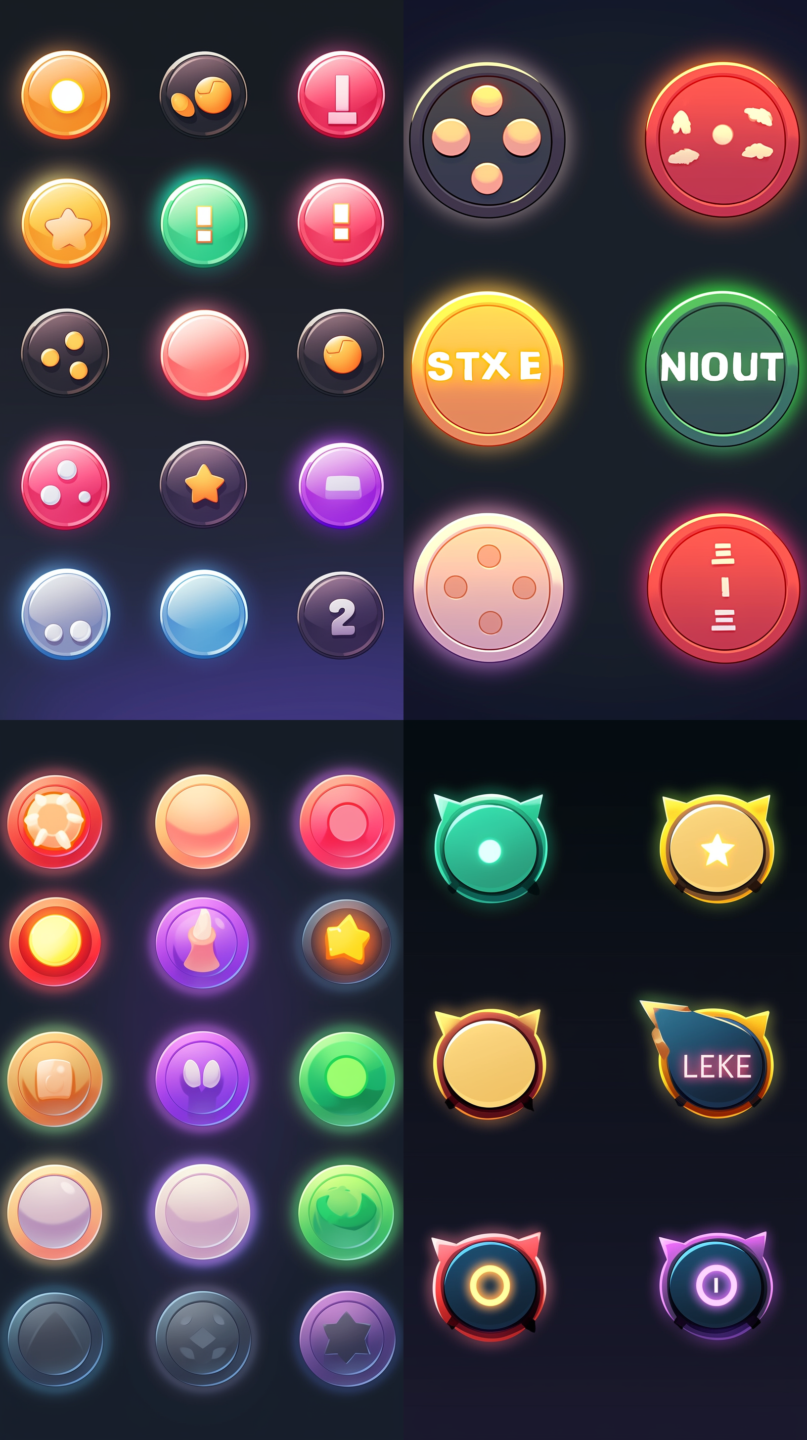 游戏图标，按钮，纯色背景，确认按钮图标，输入按钮图标，发送按钮图标，