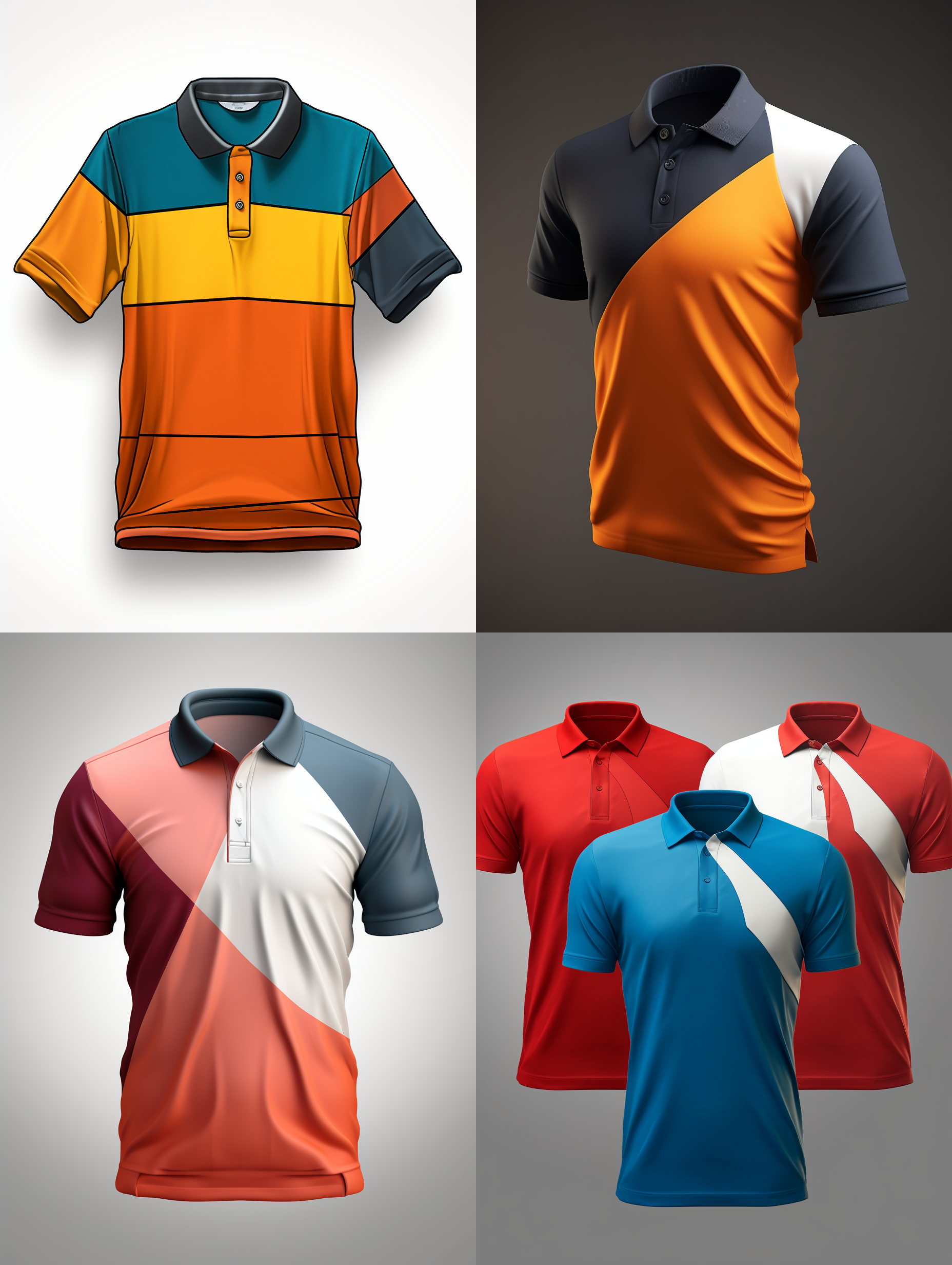 服装设计，三个颜色组成的polo衫，国外男模物，简洁明了