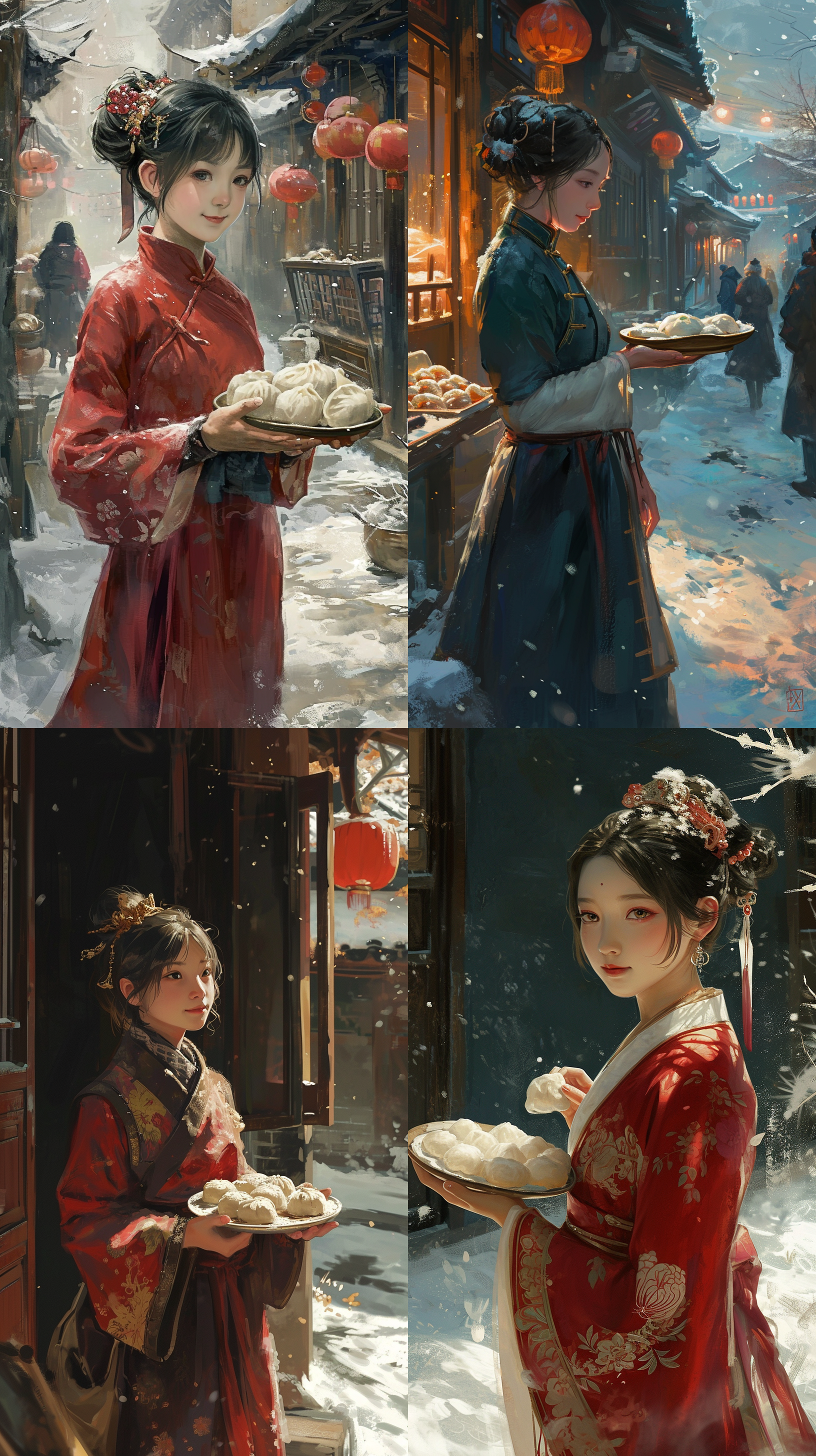 冬至，一个女孩，手捧着一盘饺子，宛如一缕暖阳穿透寒冷，将岁月的韵味涂抹在每一个角落。