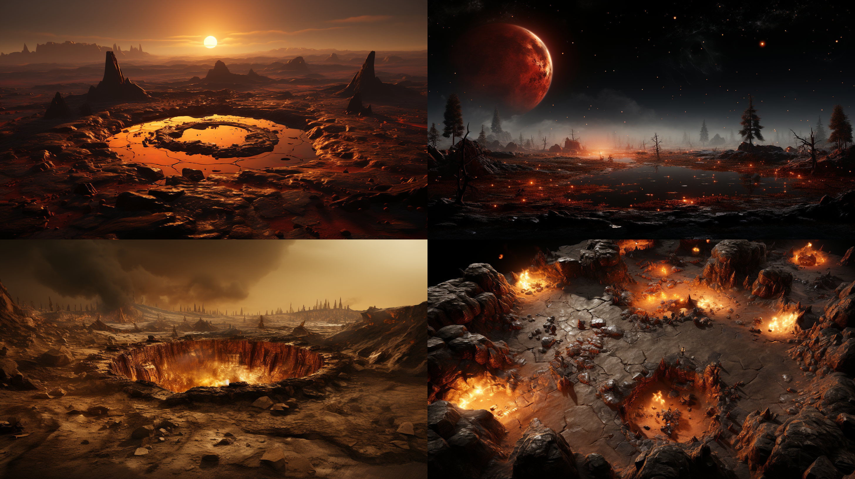 u1 地面是土质结构，除了一些陨石坑以外，不要有其它东西，这个星球要很小，大概十分钟就能走完一圈，画面暖色基调，温馨感