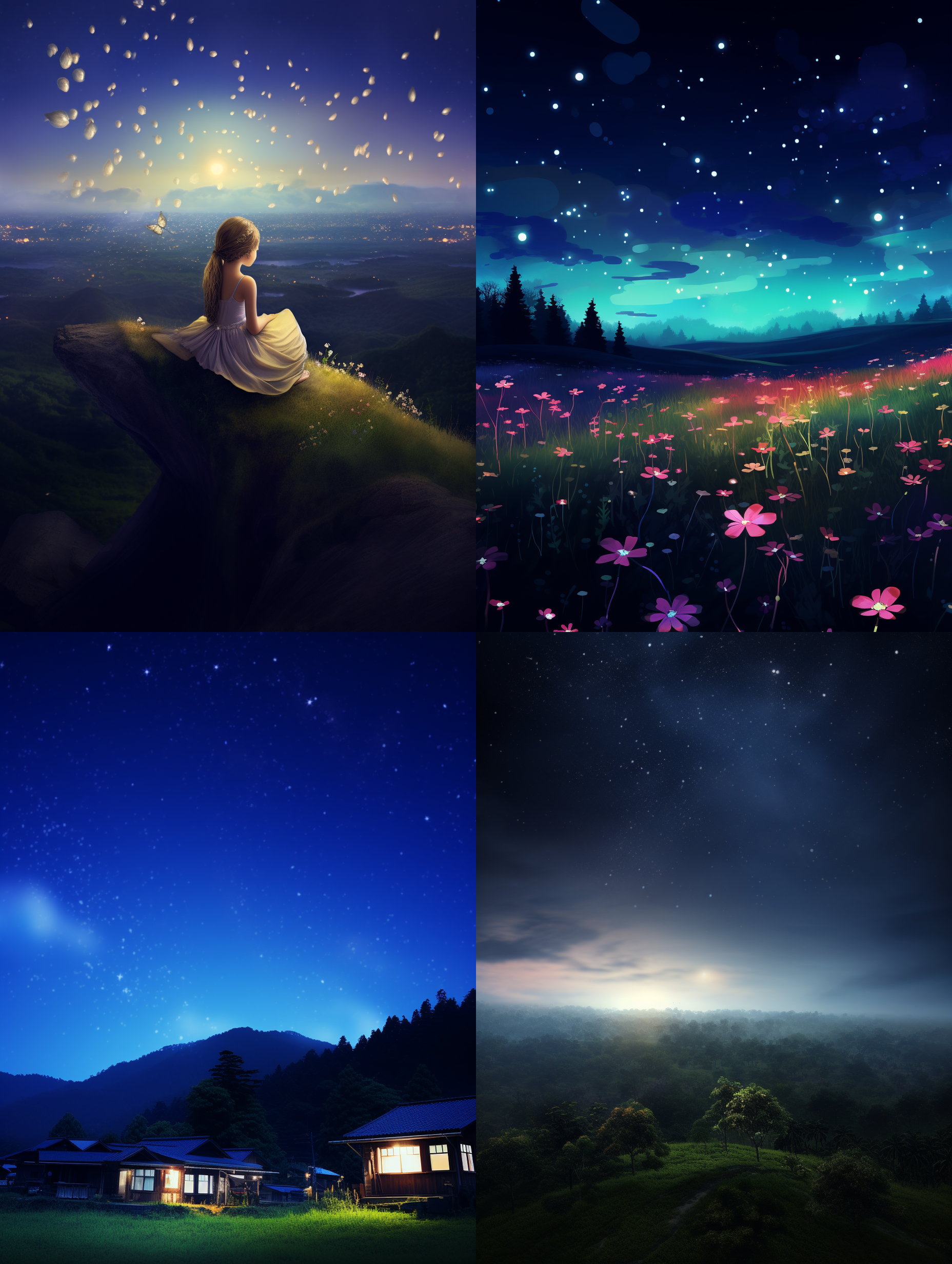 星空下 萤火虫 美丽丘陵