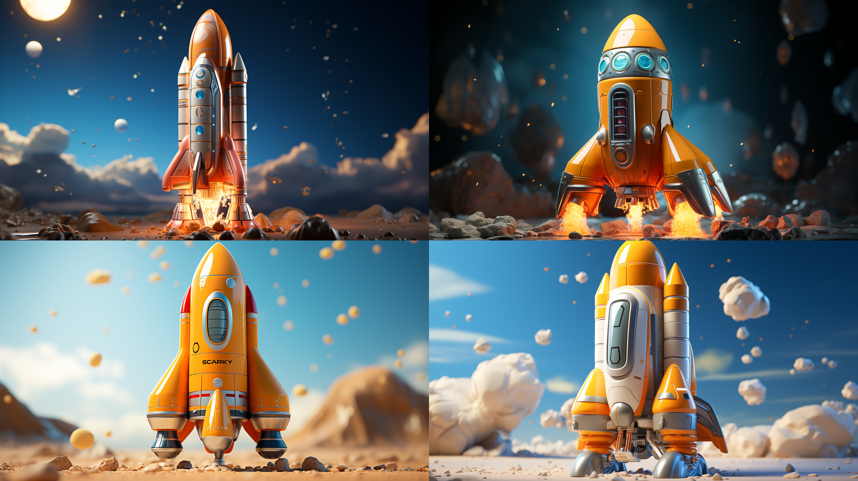 rocket，animated icon,soft sculptures, color gradientsnaive charm, in the style of ray tracing, clean white background,3d,zbrush,hyper-realistic details 8k