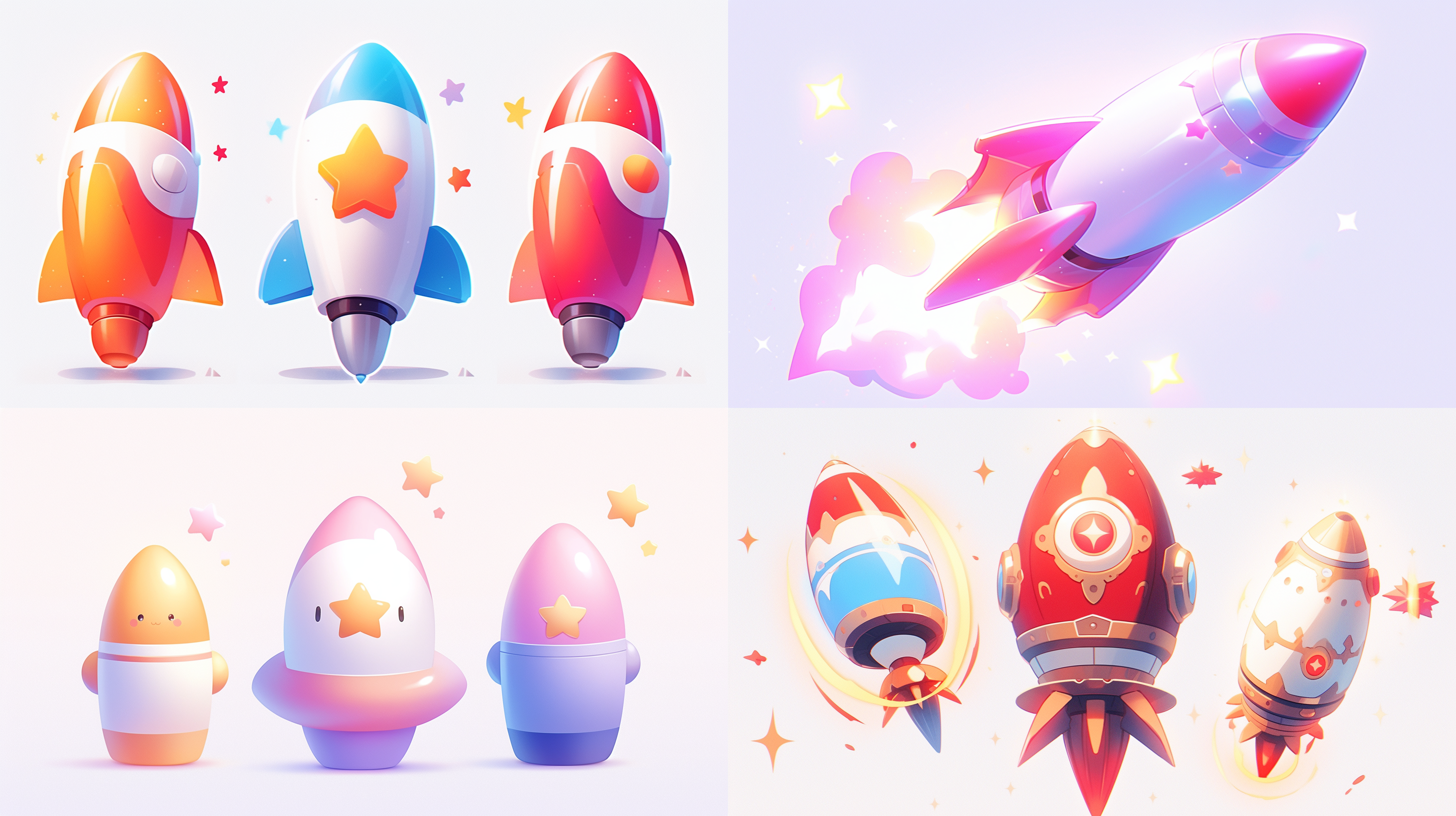 animated rocket icon,soft sculptures, color gradientsnaive charm, in the style of ray tracing, clean white background,3d,zbrush,hyper-realistic details 8k 