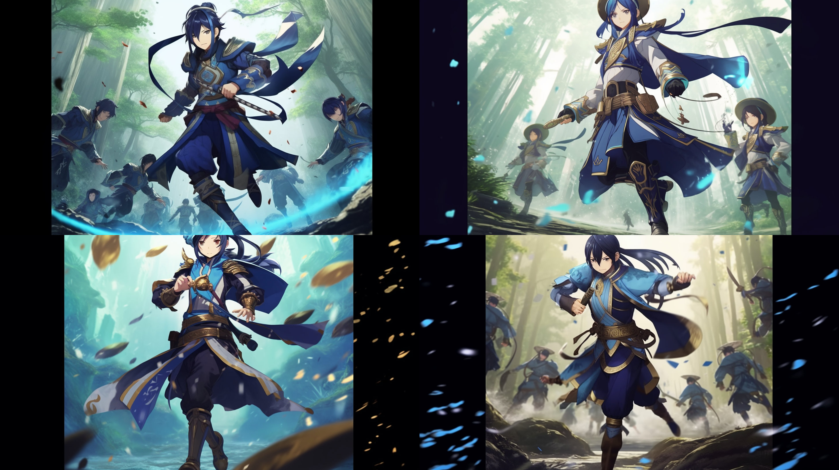 元神游戏中的流浪者 带着帽子 身穿战服 在森林中奔跑 电影摄影风格 高细节 8k 超广角镜头 oc渲染 情绪照明