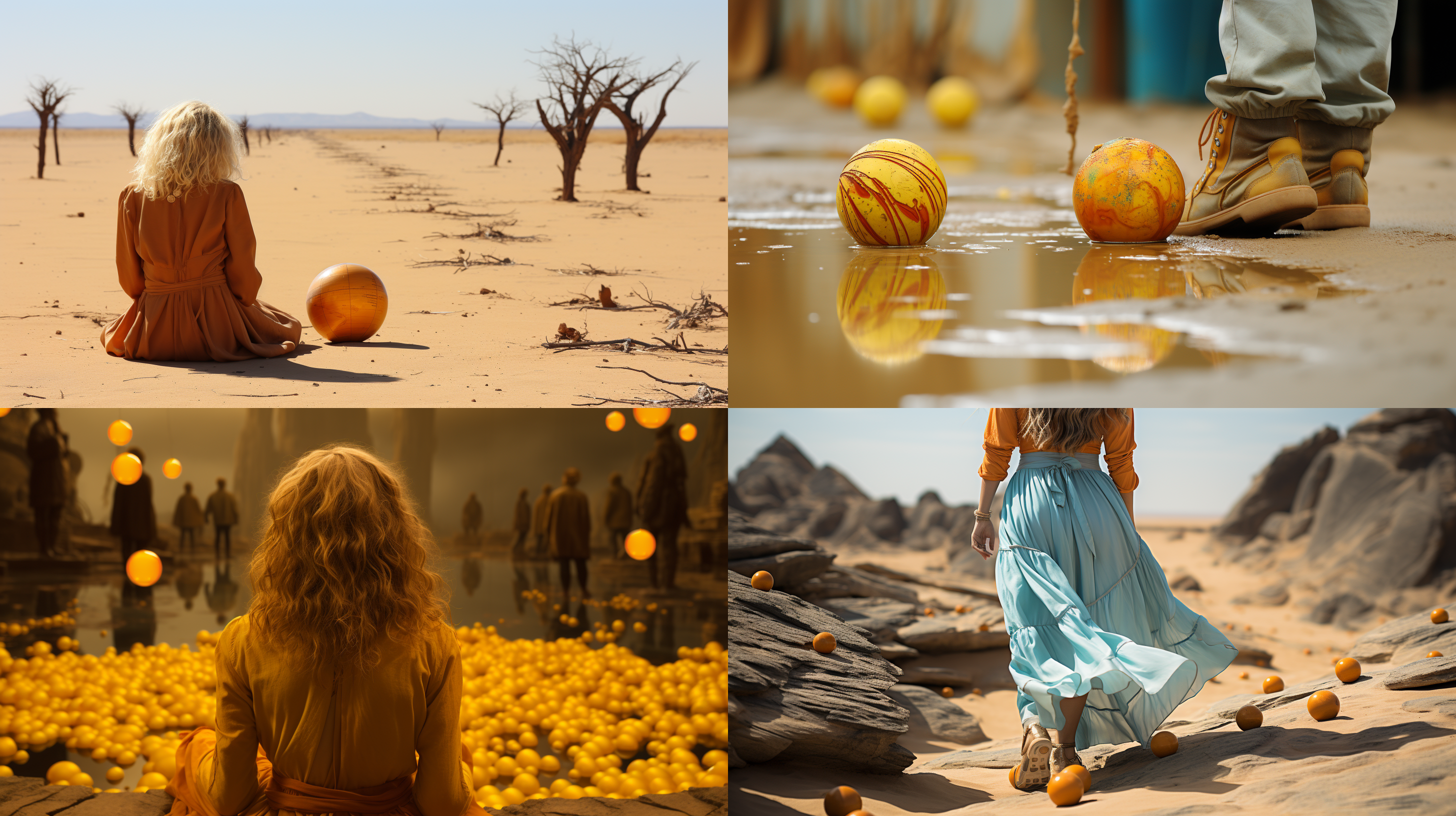 类似小王子那样的星球，一个女孩光着双脚踩在地面上，脚部特写，女孩背对着镜头，电影35毫米镜头，商业广告感