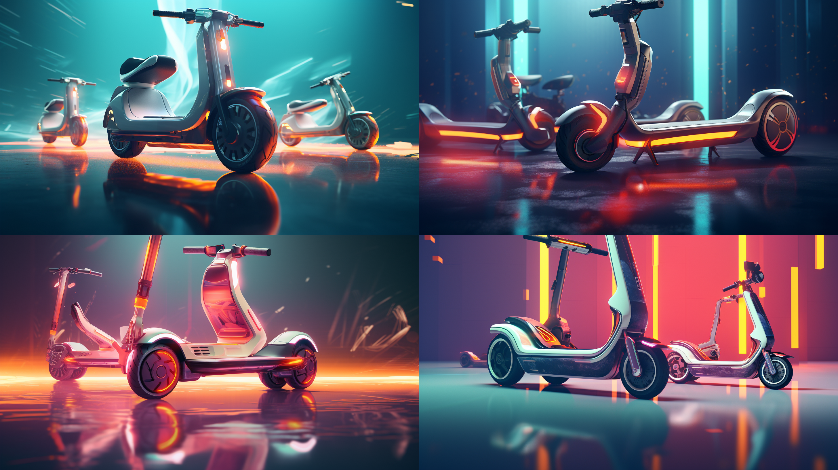 scooters and hoverboards. photoshoot, ultra-clear rendering