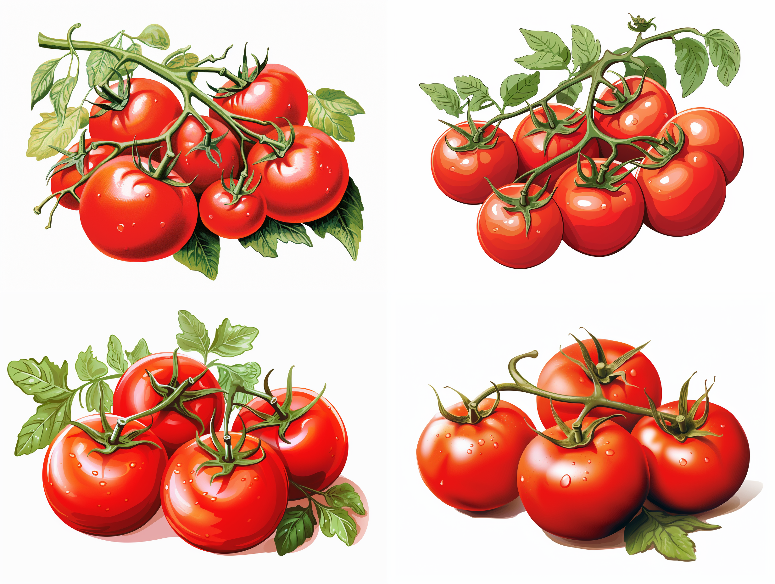 番茄，矢量高清插图，白色背景，等构。