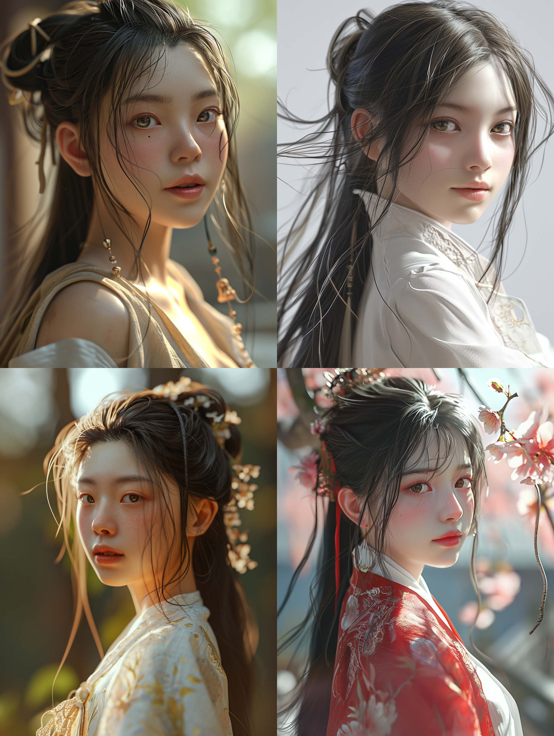 chinese girl, soft facial features, bright eyes, flowing long hair, fashionable outfit, confident smile, static shot, standard picture, standard lens, daytime shooting, sketch style, digital photograph, advanced rendering technology, unreal engine, high-definition resolution.