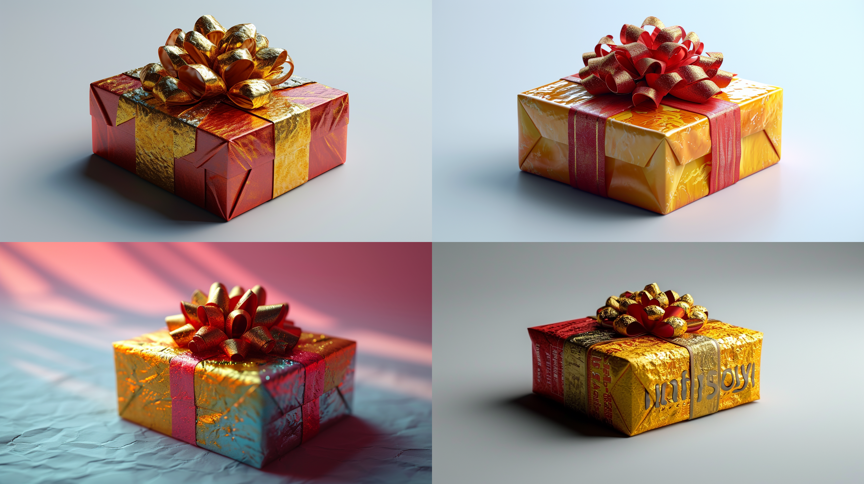 a gift 3d icon,redandyellow,clean white background,claymaterial,isometric view,realistic use oflight and color,gradient color,cartoon,nintendo,3d rendering,best detail, hd