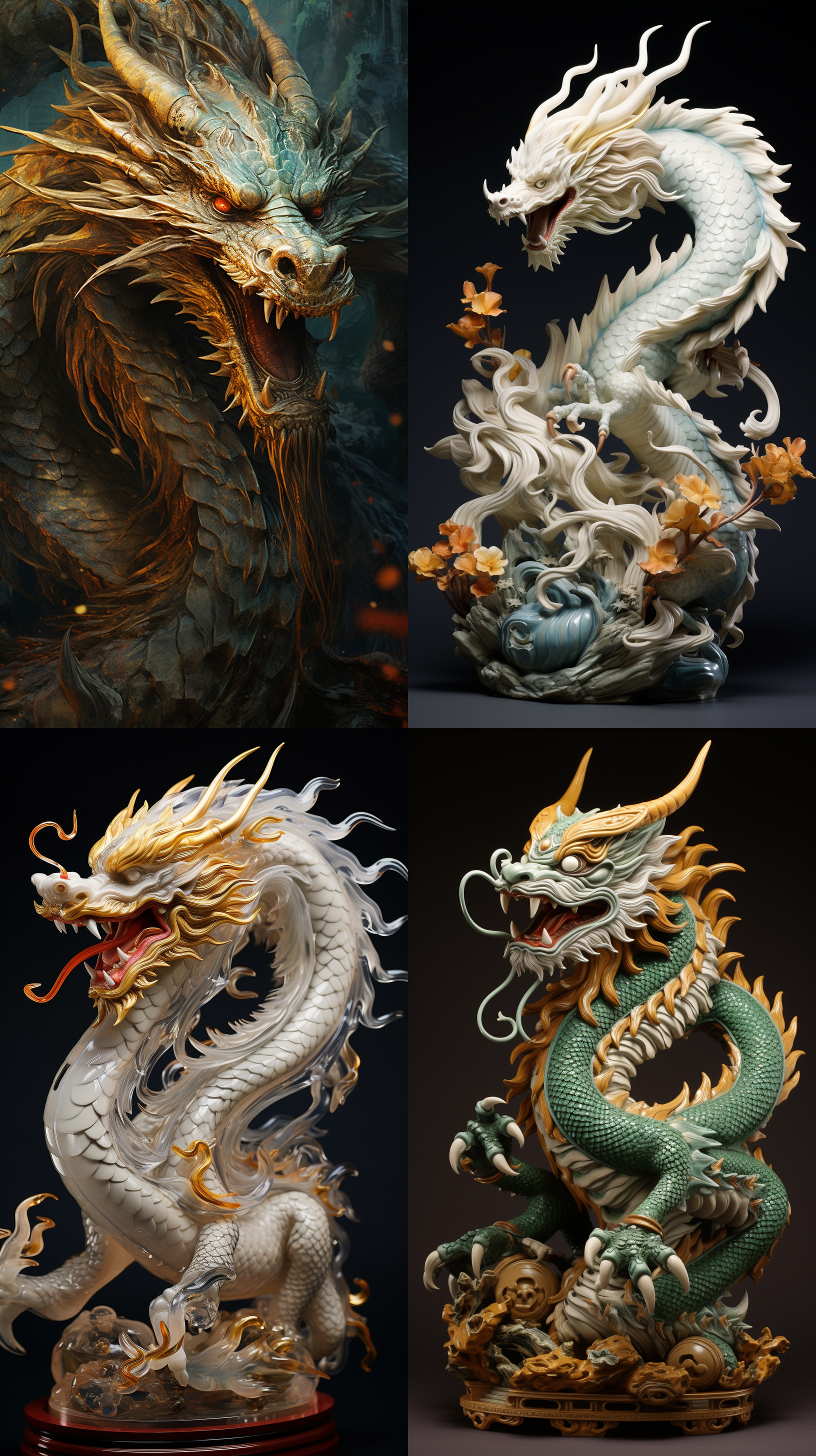 一条中国龙，鳞片清晰，相貌华丽，帅气，气势宏伟壮观