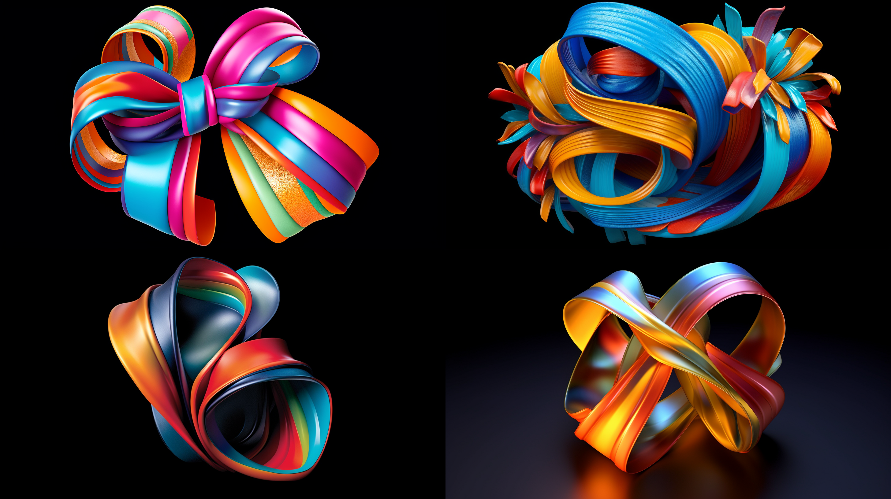 2024 数字艺术设计，三维立体的彩带造型，