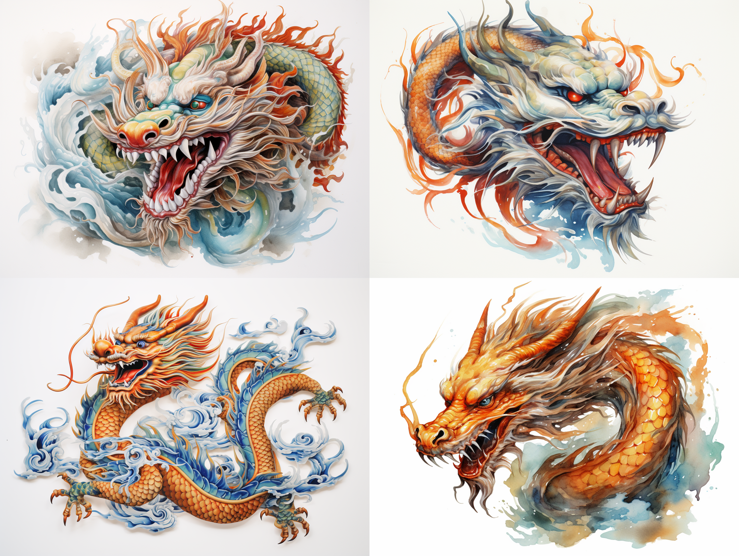 一条中国龙 白色背景