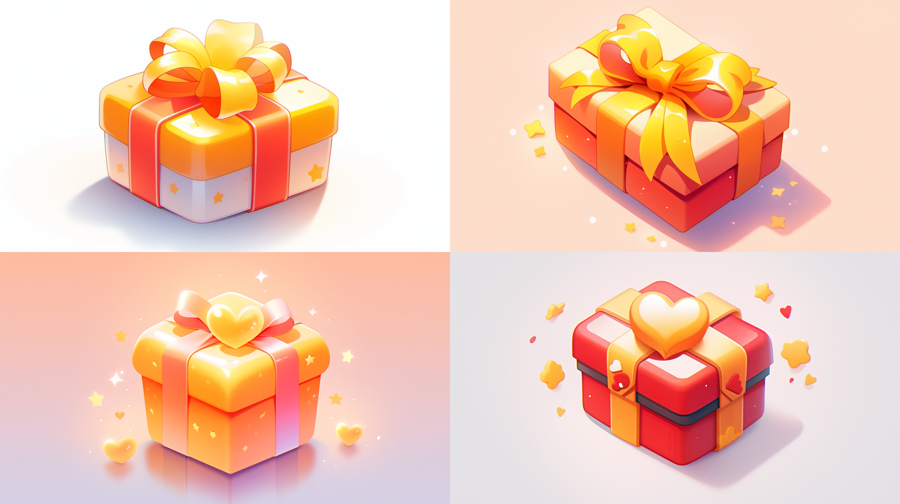 a gift 3d icon,redandyellow,clean white background,claymaterial,isometric view,realistic use oflight and color,gradient color,cartoon,nintendo,3d rendering,best detail, hd