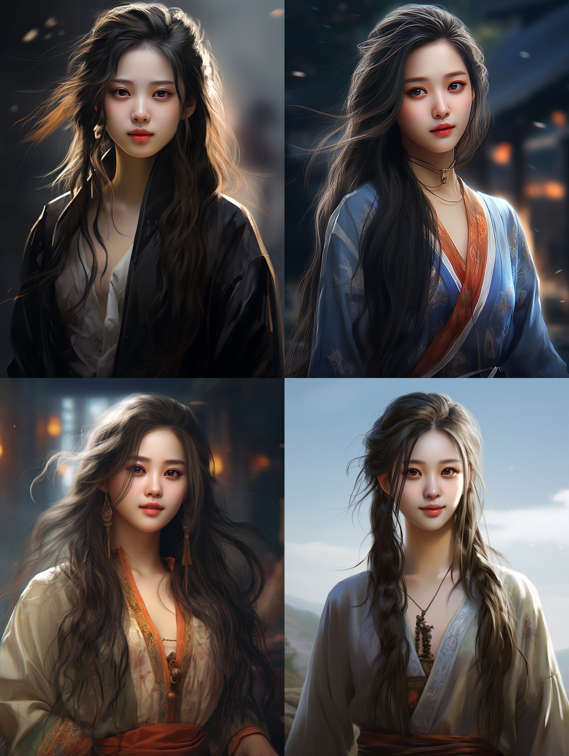 chinese girl, soft facial features, bright eyes, flowing long hair, fashionable outfit, confident smile, static shot, standard picture, standard lens, daytime shooting, sketch style, digital photograph, advanced rendering technology, unreal engine, high-definition resolution.