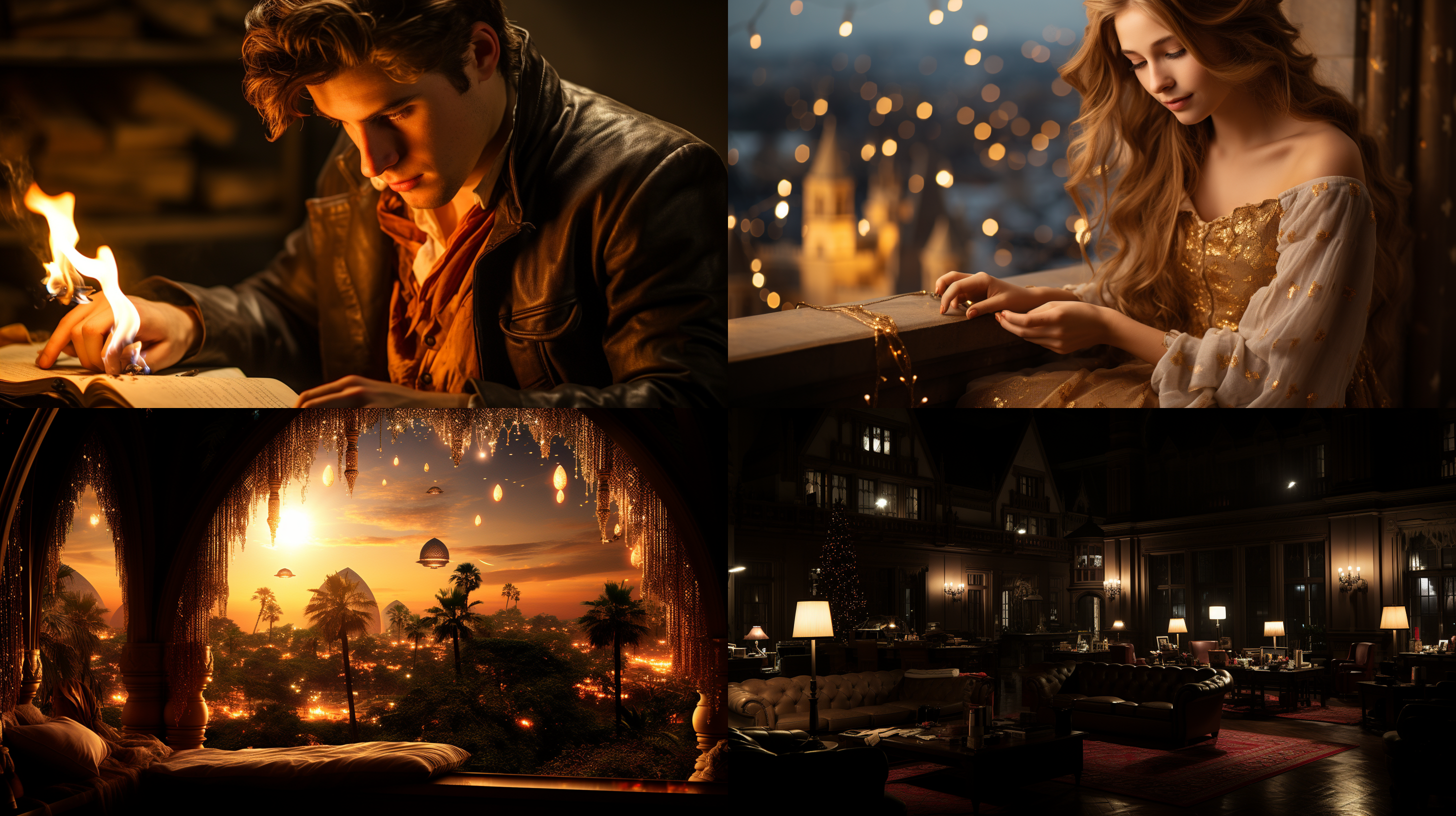 一个学者晚上在书房看书