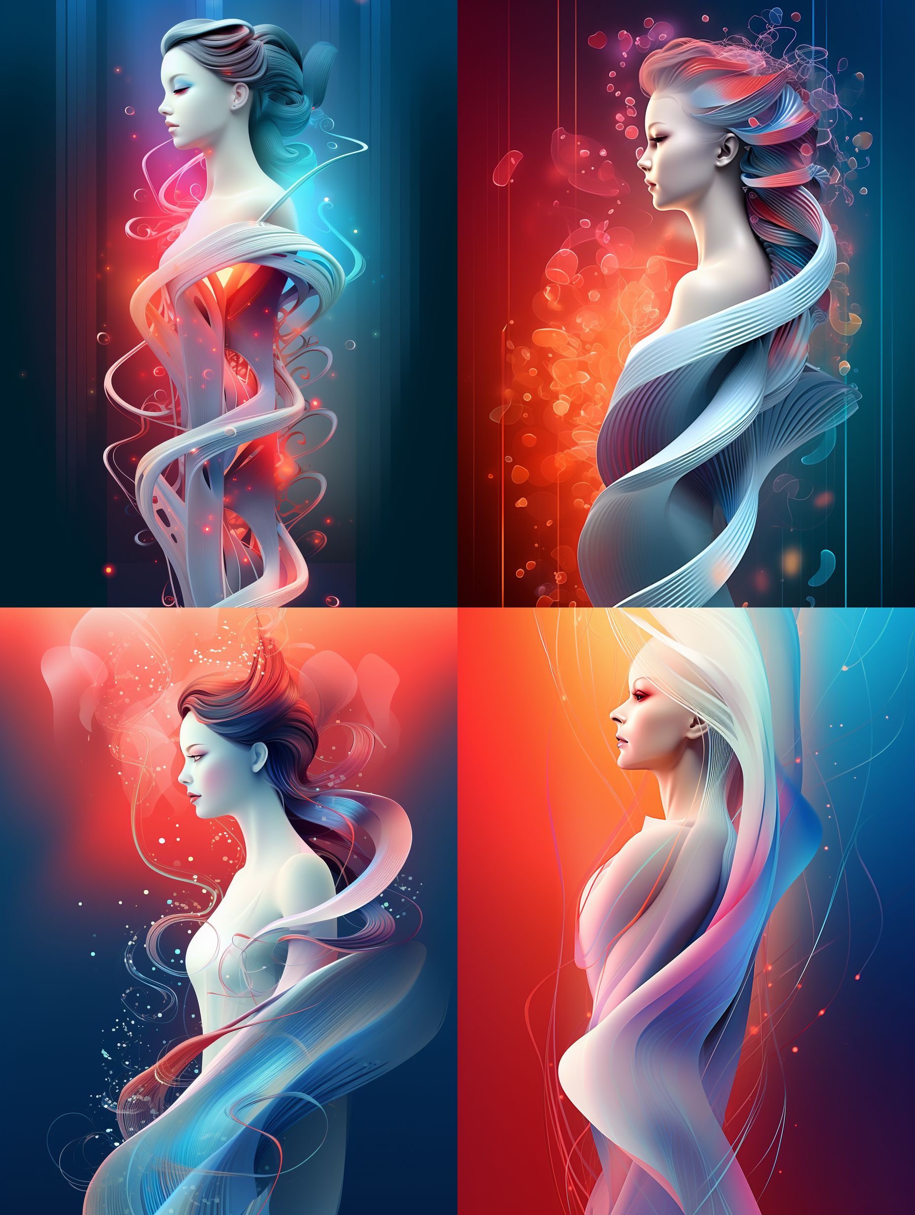 生成一个贺年海报，七色彩虹的彩色条带緾绕交错在一起，中国红为底色，颜色和谐，专业配色，元旦和春节的喜庆的气氛，背景为贺年的红色为背景色调，顶级专业的设计水平，排版专业简介大气，创意画面新颖独特，8k的顶级画质，色彩细节丰富，饱和的色彩