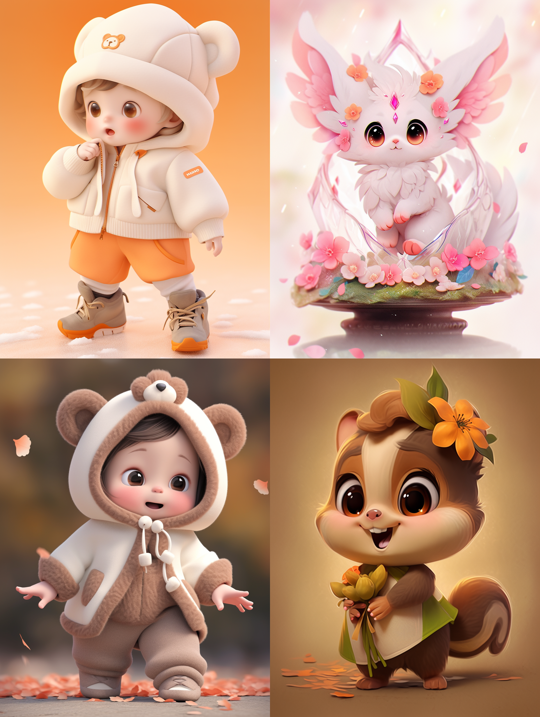 cute character， baby bear， cute cartoon character， cartoon cute， chibistyle， lovely art style， cute illustration， full body commission for， cute cartoon style， cute round ears， 3d， toy,