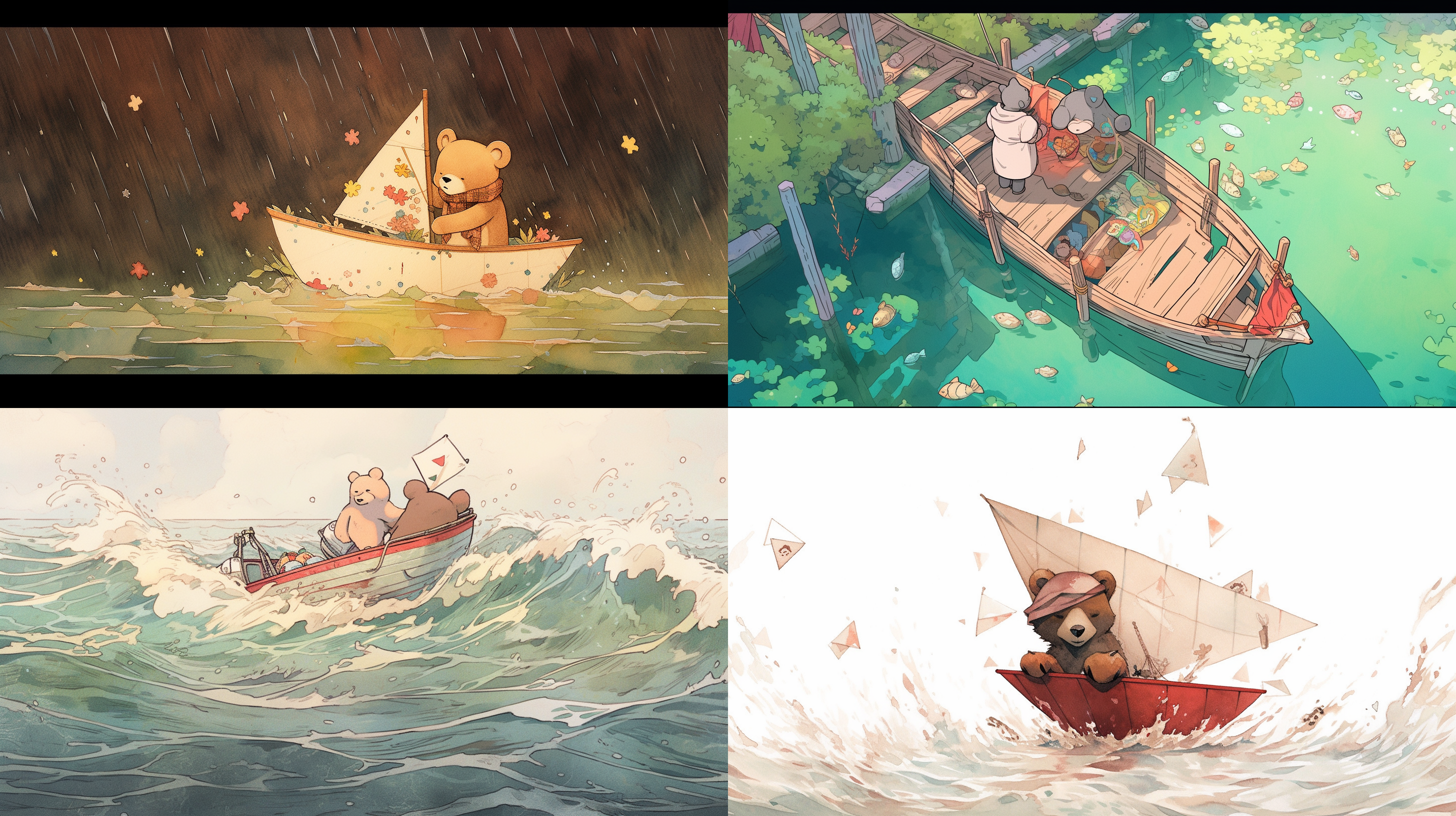 纸船漂啊漂，漂到了小熊家门口